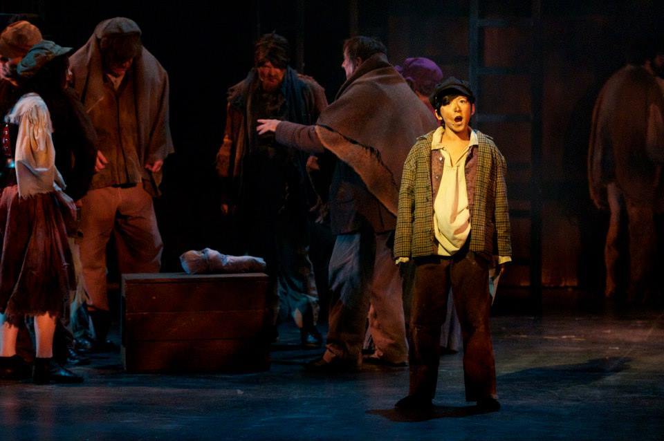 Benjamin Cheng as Gavroche in Les Miserables, Playhouse on the Square 2013 1