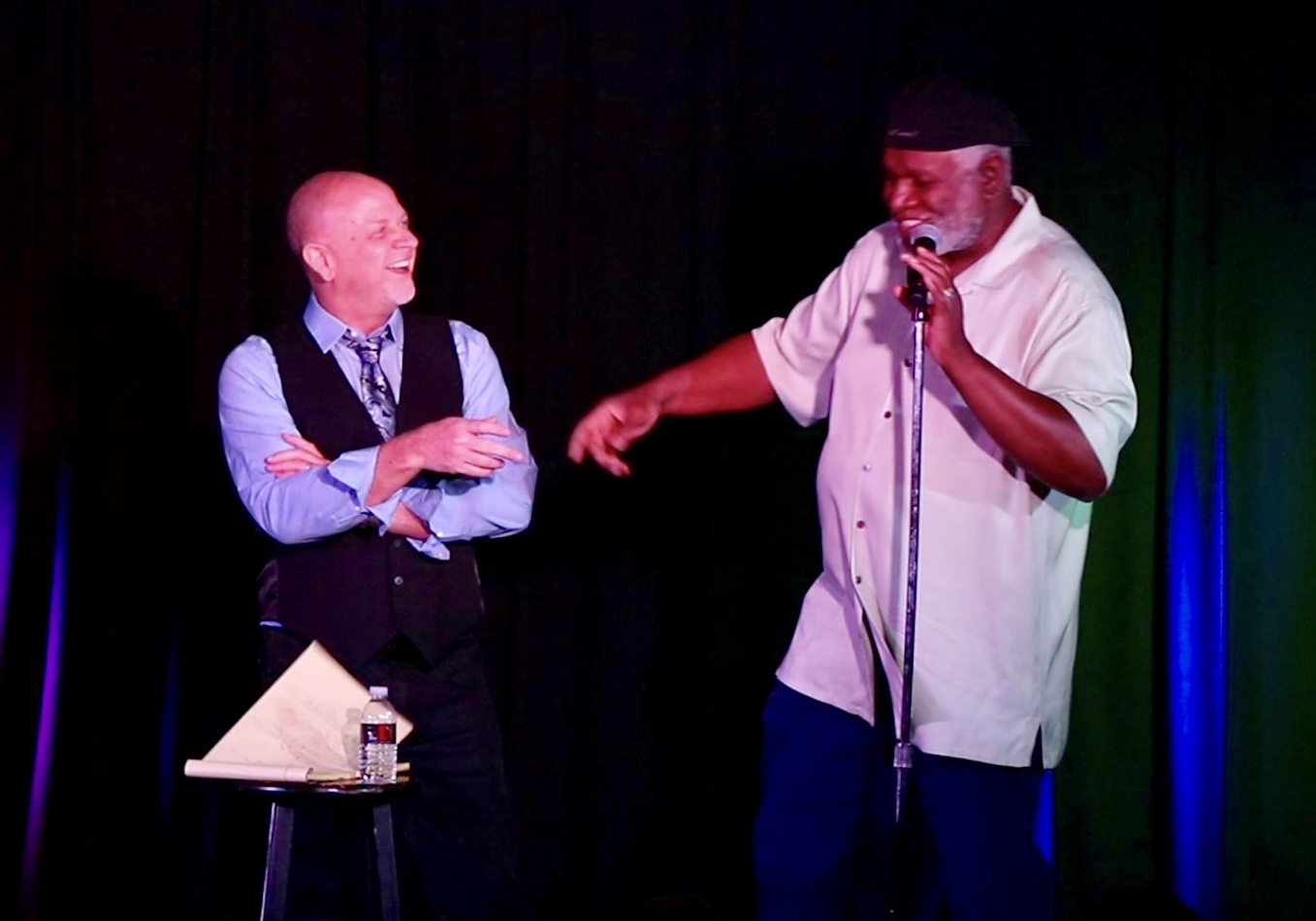 Comedy legend George Wallaces joins Jokesters' resident headliner Don Barnhart onstage for some improvisational fun.