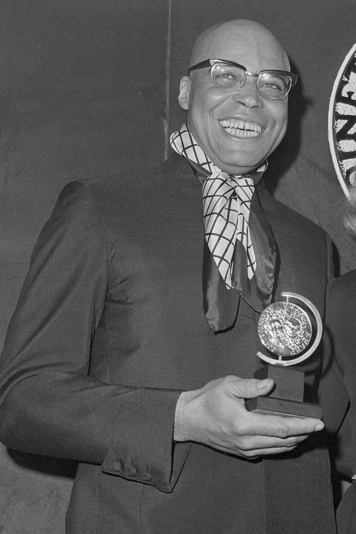 A Proud Performer: The late, great James Earl Jones displays his 1969 Broadway Tony Award for Best Leading Actor In A Play for his performance in The Great White Hope by Howard Sackler.