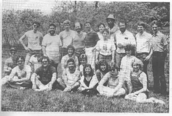 1984 EHP Company: Bearded and standing beside skilled Artistic Director Dr. Jeffrey P. Koep, Darryl Maximilian Robinson was thrilled to work again with the talented Enchanted Hills Playhouse players.