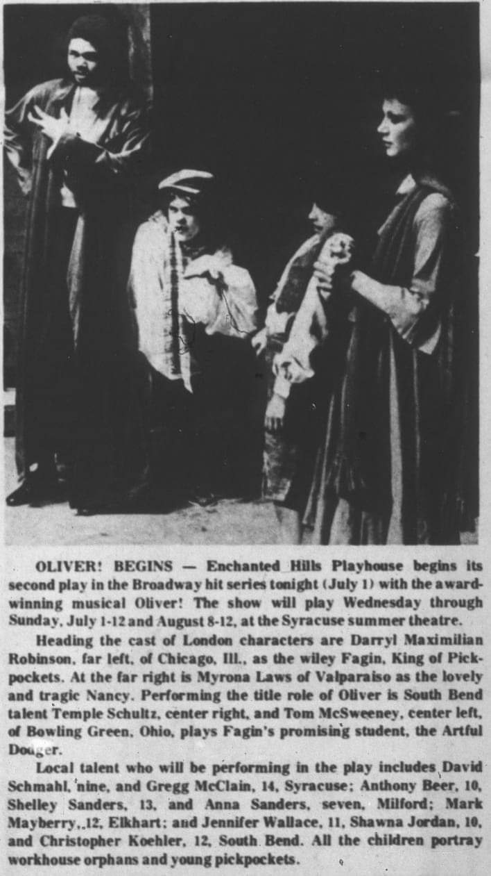 Playing The King of Pickpockets In 1981!: Joined by fellow actors Tom McSweeney, Temple Schultz and Myrona Lou Laws ( Delaney ), Darryl Maximilian Robinson starred as Fagin in the musical Oliver!