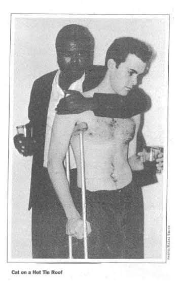 A New Big Daddy And Brick: Darryl Maximilian Robinson as Big Daddy and Drew Nye as Brick in the 1999 Excaliber Shakespeare Company of Chicago multiracial cast revival of Cat On A Hot Tin Roof.