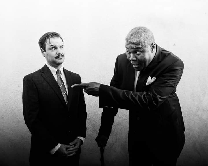 It Is Right Inside My Desk: Rizzy Fuentes as Walter Burns and Darryl Maximilian Robinson as Roy V. Bensinger in The Culver City Public Theatre revival of the classic comedy The Front Page.