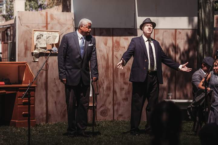 Claiming To Be A Newspaperman: Darryl Maximilian Robinson as Bensinger and Ted Burke as Diamond Louie in The CCPT revival of THE FRONT PAGE.