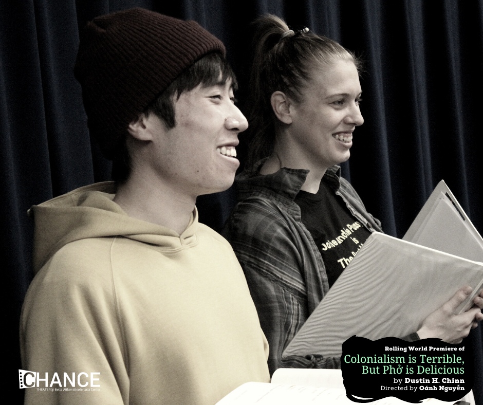 Dustin Vuong Nguyen and Chloe Gay Brewer in rehearsals for the rolling world premiere of 