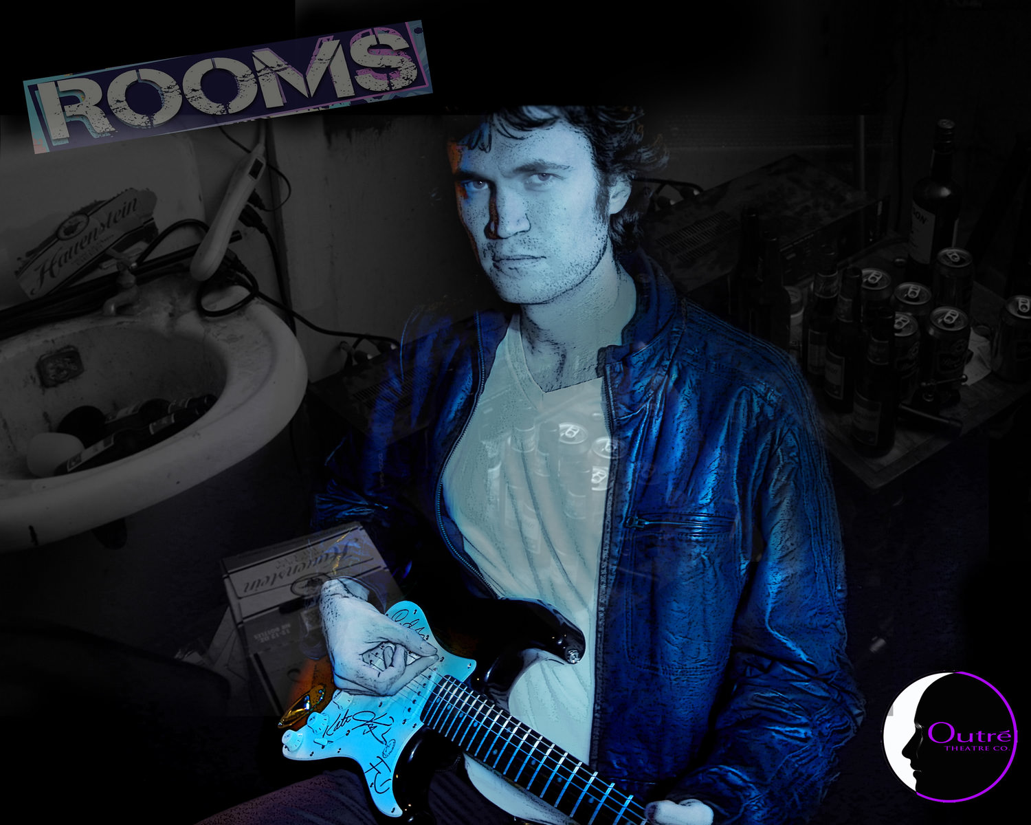 Noah Levine as Ian in Outre' Theatre Company's production of ROOMS:A Rock Romance. Photo by Geoff Short