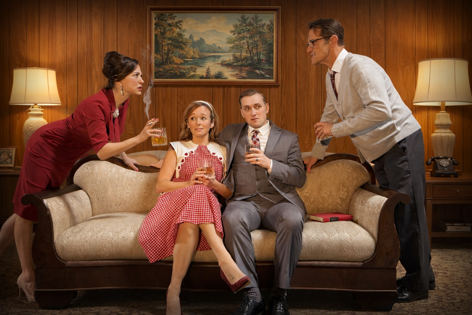 Jessica John, Megan Carmitchel, Drew Bradford and Francis Gercke star in Backyard Renaissance''s WHO''S AFRAID OF VIRGINIA WOOLF?