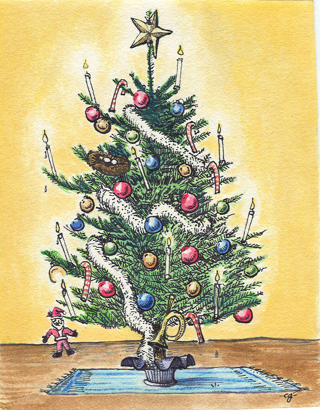Our Christmas Tree! The Grimble''''s holiday decoration. Illustration by Chris Gross.