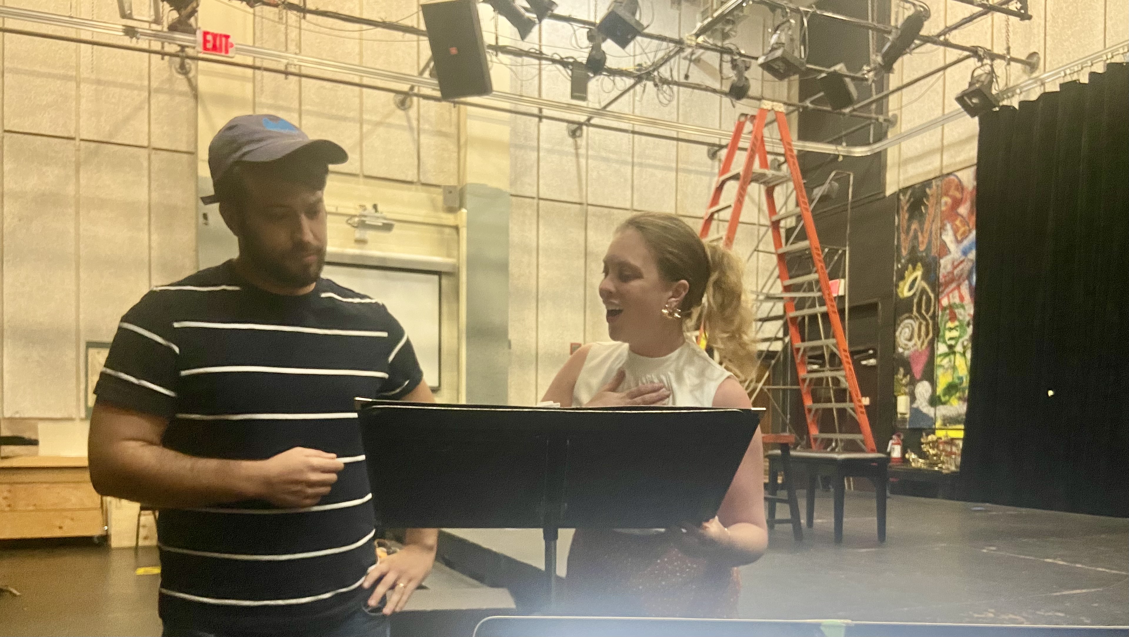 Chris Drago Fistonich, baritone and soprano Jenna Sims rehearsal a duet from The Magic Flute for the Gala Spectacular.