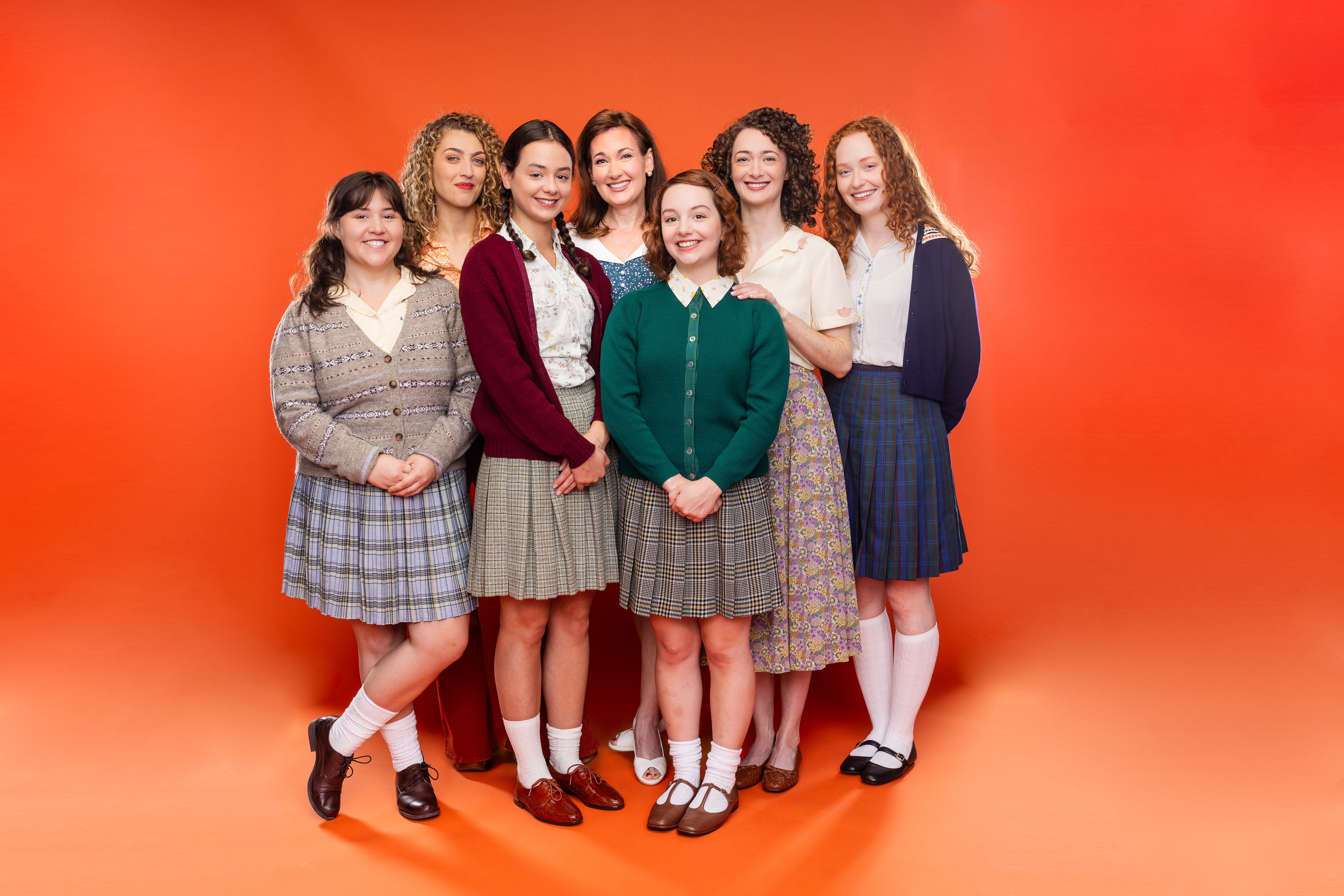 The cast of Jezz Butrerworth''s The Hills of California directed by Huntington Artistic Director Loretta Greco, playing Sept 12 - Oct 12, 2025 at the Huntington Theatre (264 Huntington Ave). Photo by N