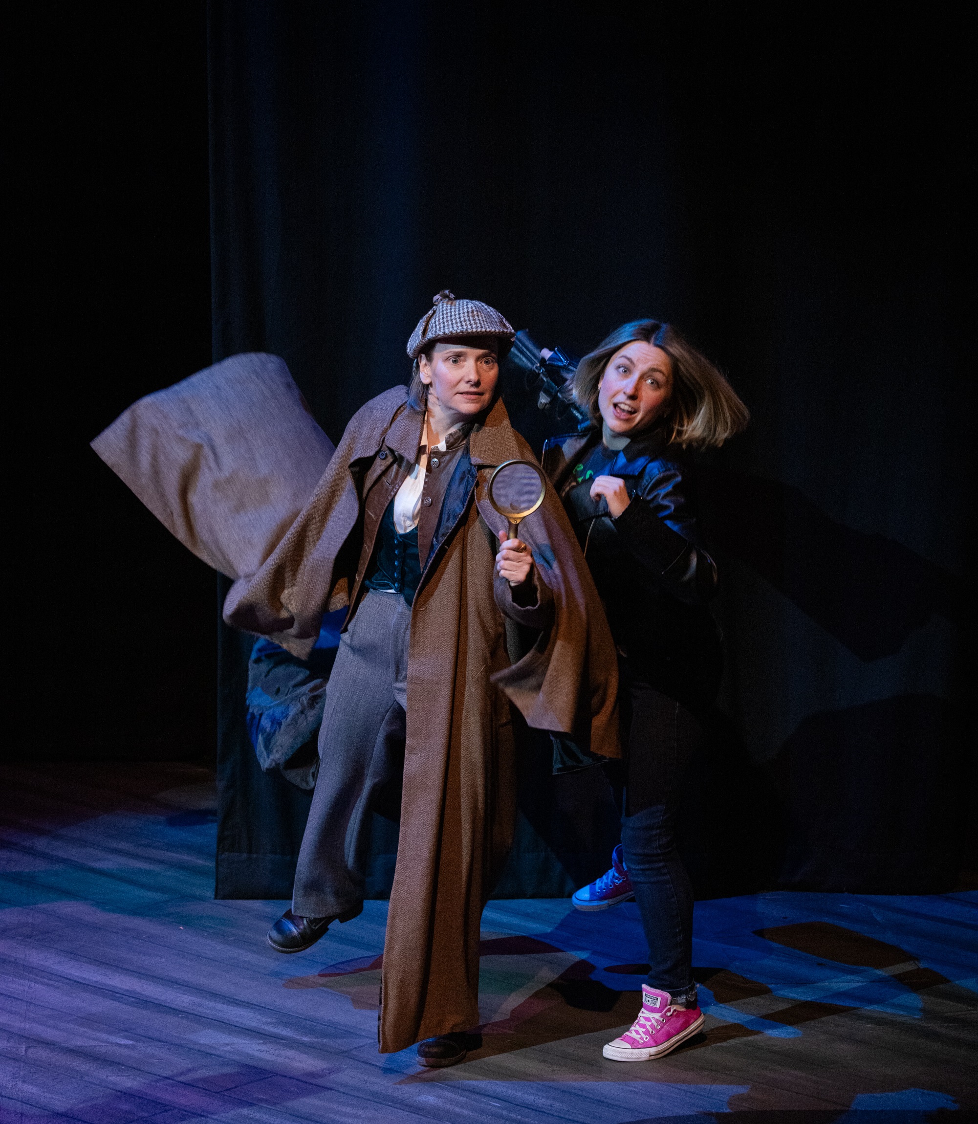 Lindsay Welliver as Ms Sherlock Holmes, with Karin Terry as Ms Joan Watson. Photo by Shanna Paxton Photography