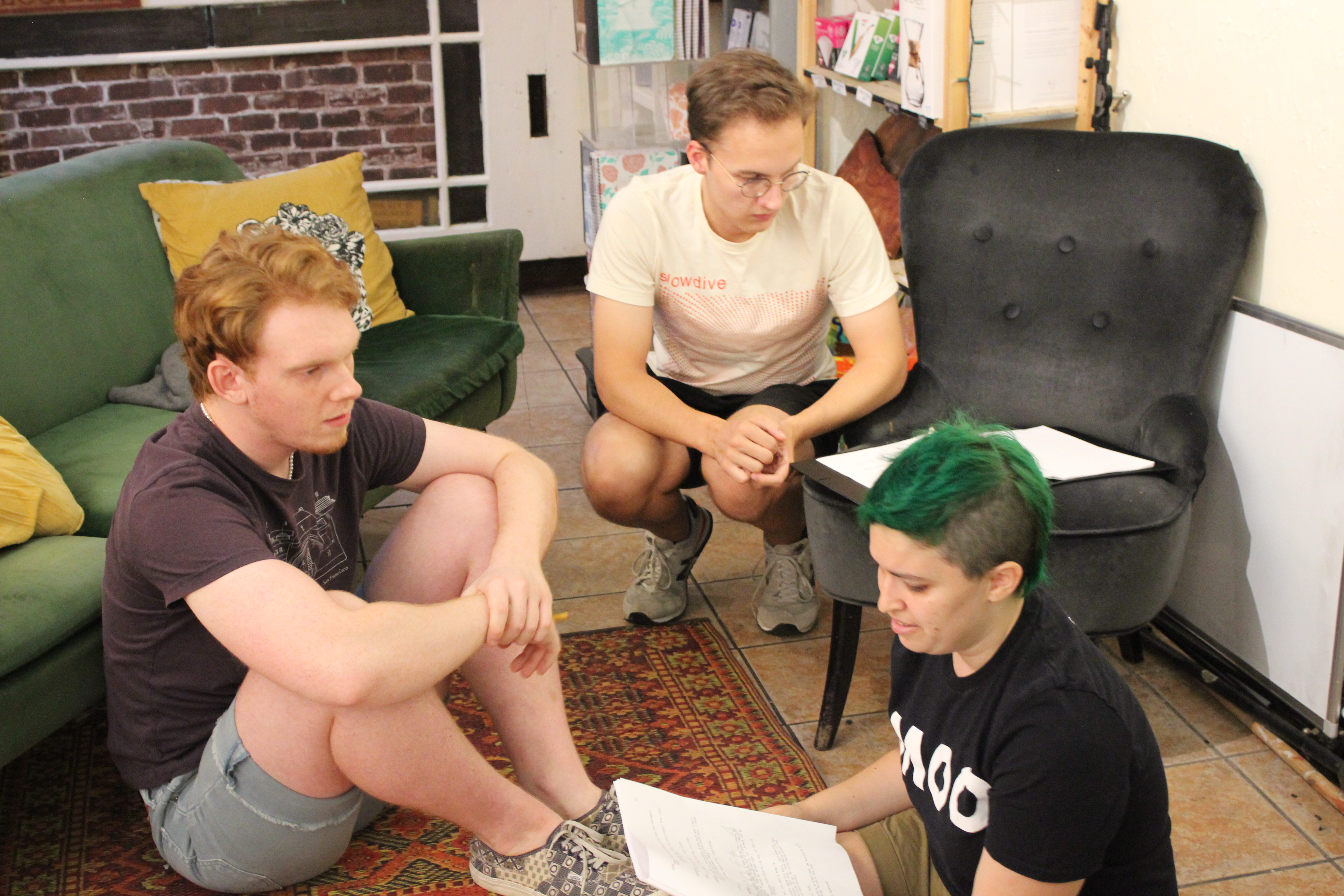 Andrew Burke, Caleb Alexander, and Sami Binder at Script Club''s Open Rehearsal for Places in 10.