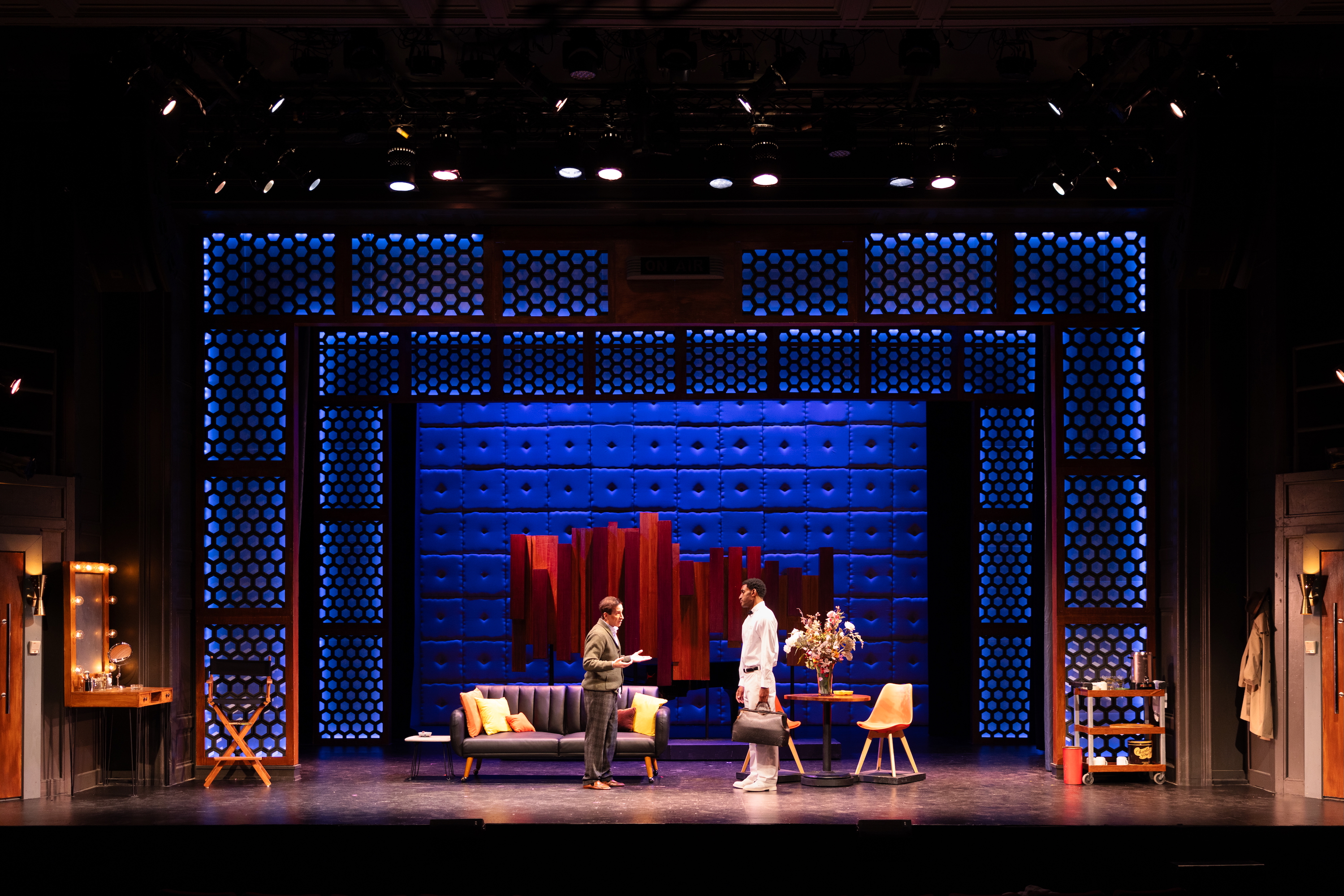 L-R Michael Paternostro (Oscar Levant) and KC Simms (Alvin Finney) in Le Petit Theatre''s production of Good Night, Oscar. Photo by Brittney Werner.