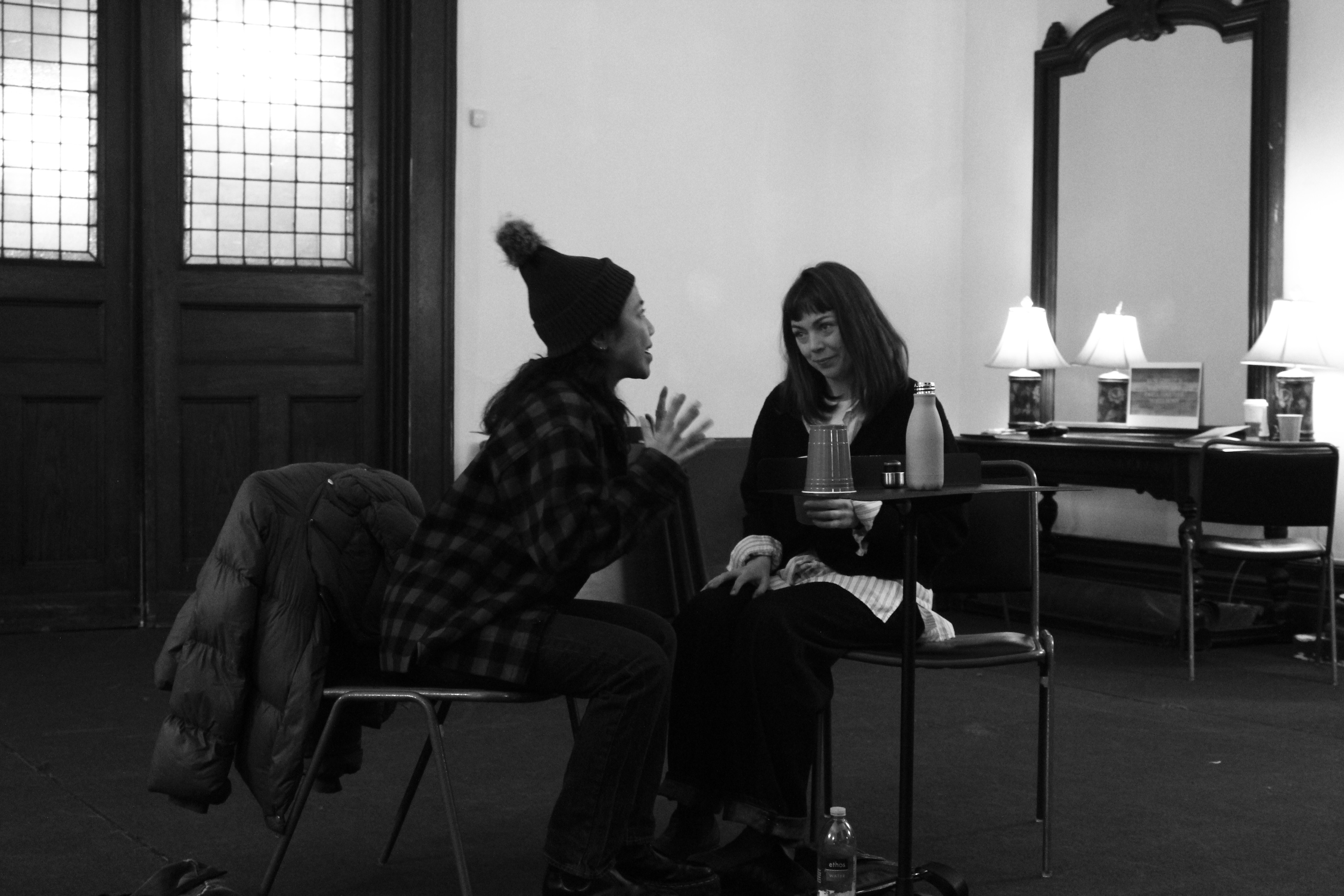 Dessa Delfin and Jordan Barringer in rehearsal for The Norwegians.