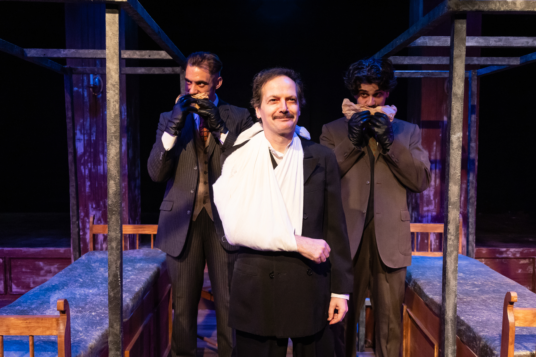 Chris Sharpe, John Lamb*, and Cole Winslow in ARCHDUKE by Rajiv Joseph at Capital Stage Oct. 11-Nov. 12, 2023. Photo by Charr Crail. (*AEA)