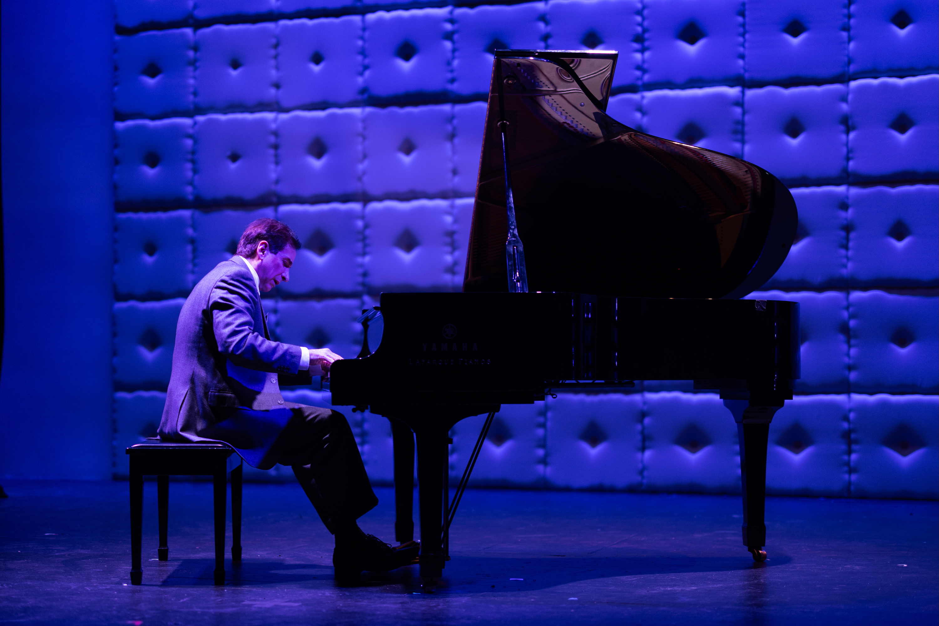 Michael Paternostro (Oscar Levant) playing Rhapsody in Blue in Le Petit Theatre''s production of Good Night, Oscar. Photo by Brittney Werner.