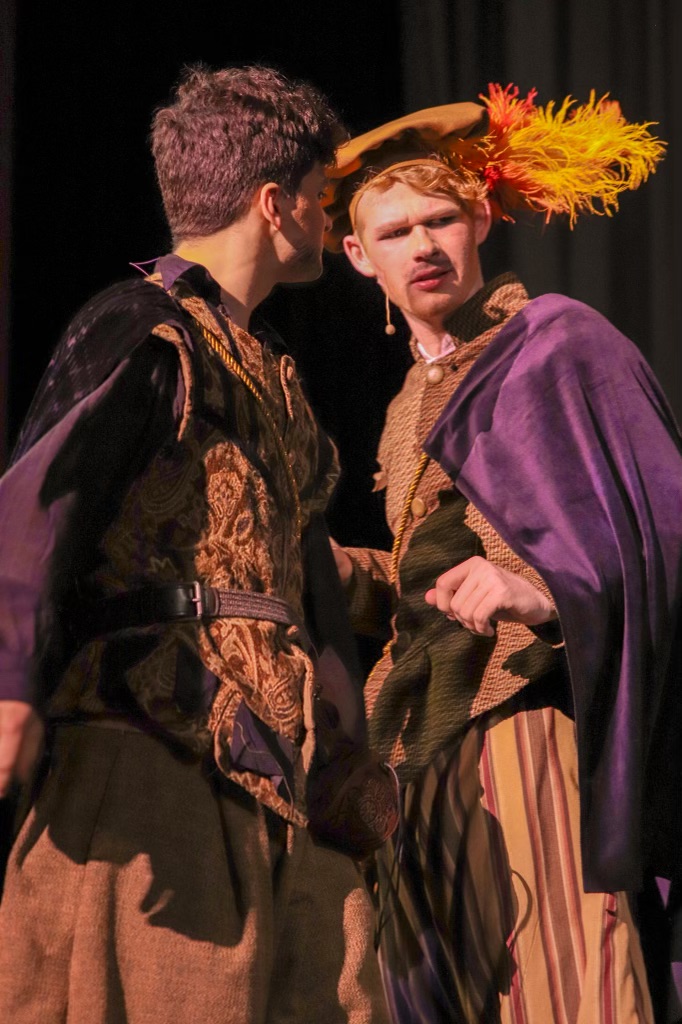 Rosencrantz (Jack Andersen, right) looks confused by Guildenstern (Xavier Lago, left)