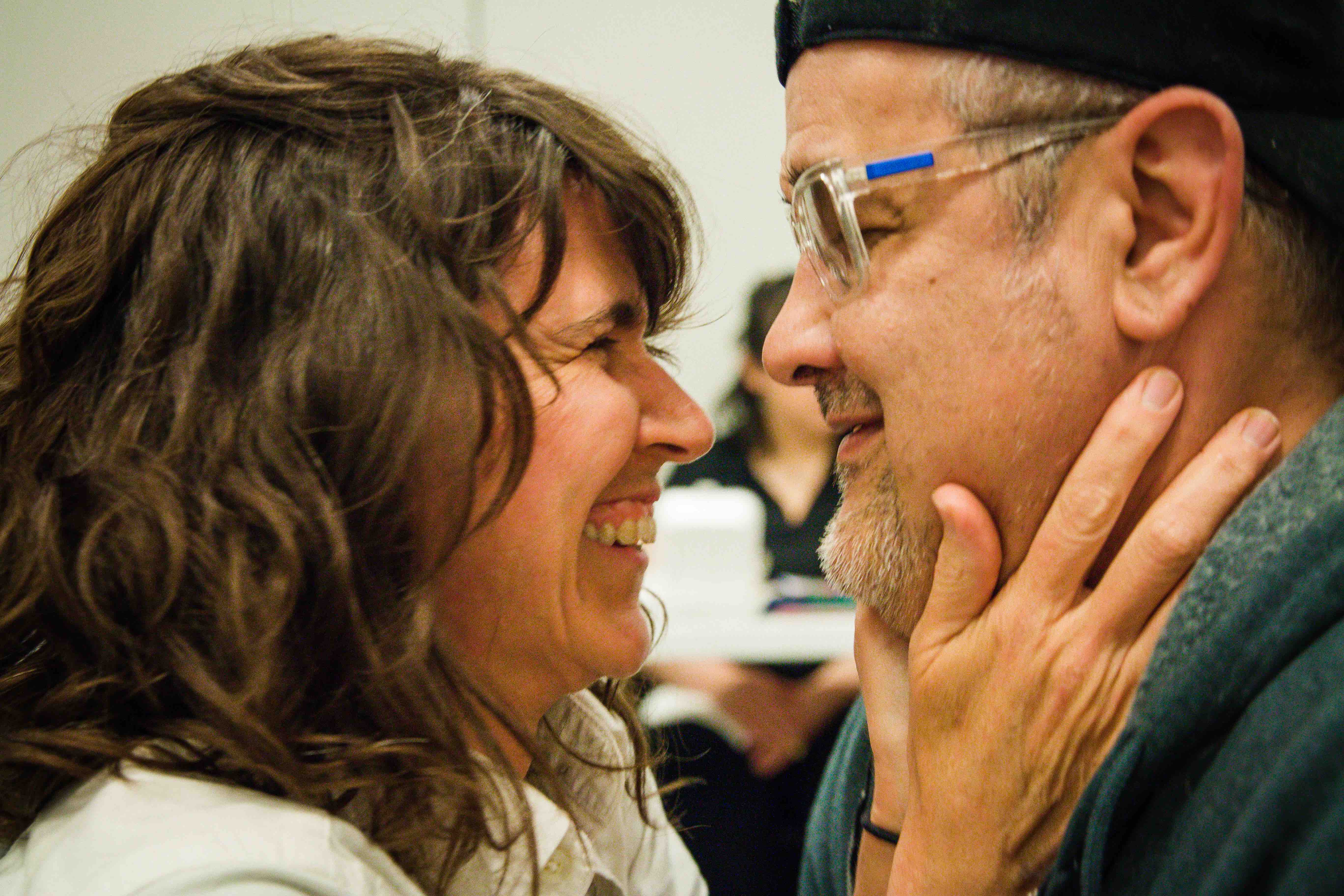 Amy Bruce and Luis Galindo. Rehearsals for IT IS MAGIC by Mickle Maher. The Catastrophic Theatre. Photo by Bryan Kaplun.