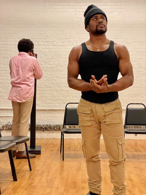 Hassiem Muhammad and Marcus Edghill are in rehearsal for Jailbirds at the Chain Theater, opening Friday, February 9th.