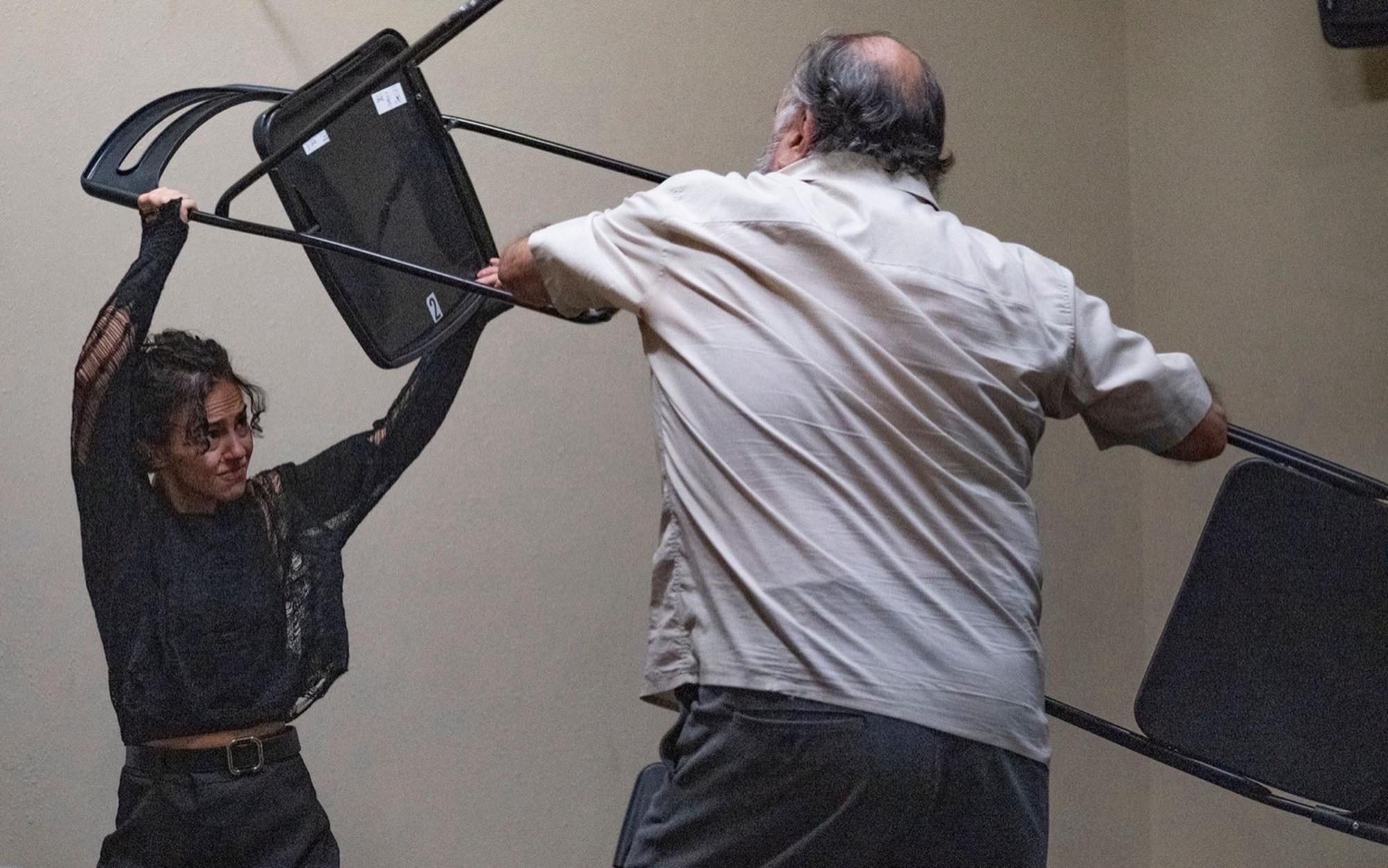 Una and Ray clash in a volatile physical standoff in David Harrower?s Blackbird. 