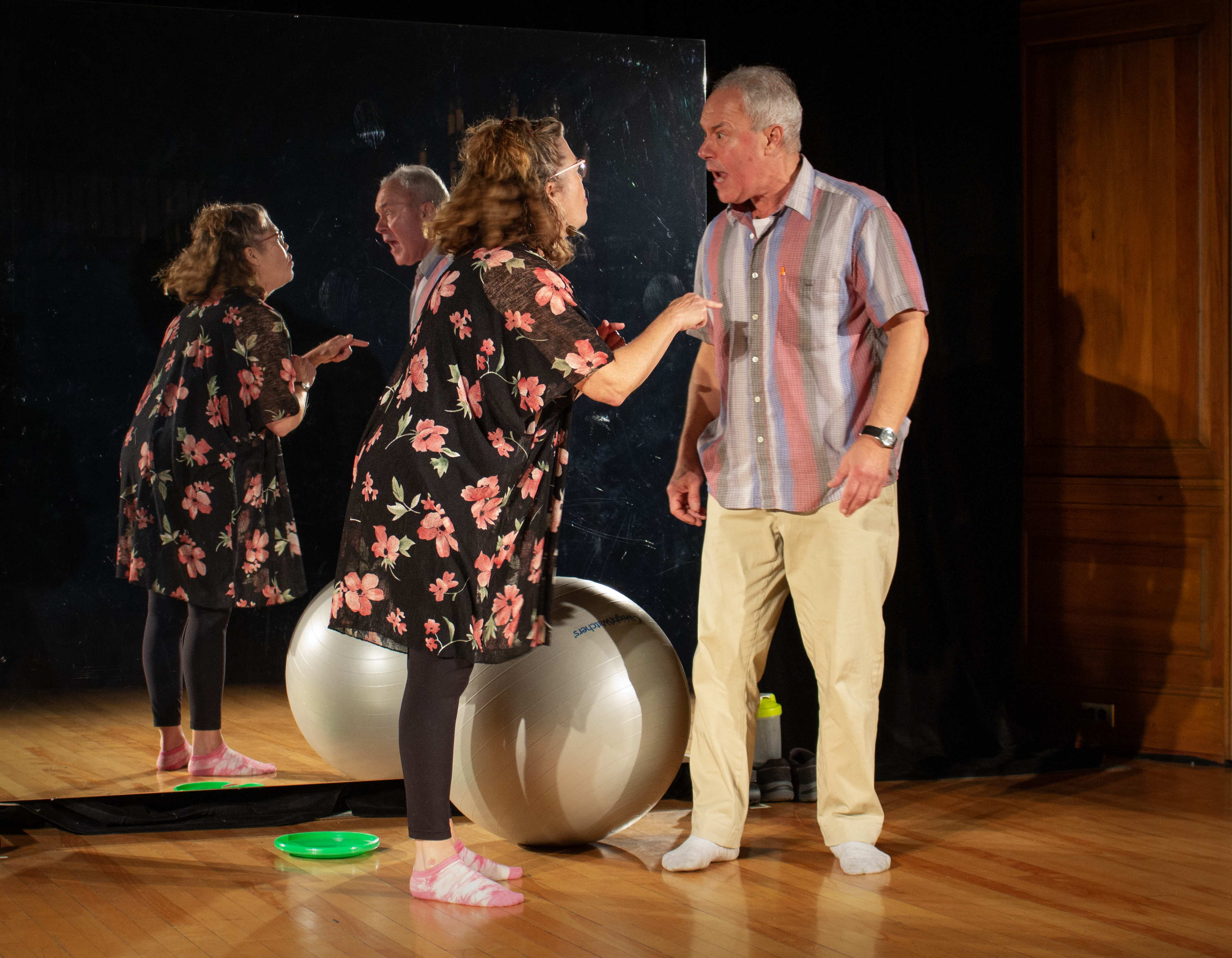 Marty (Elizabeth Bates) argues with her husband James (Ben Ash) in Circle Mirror Transformation with The Shelburne Players.
