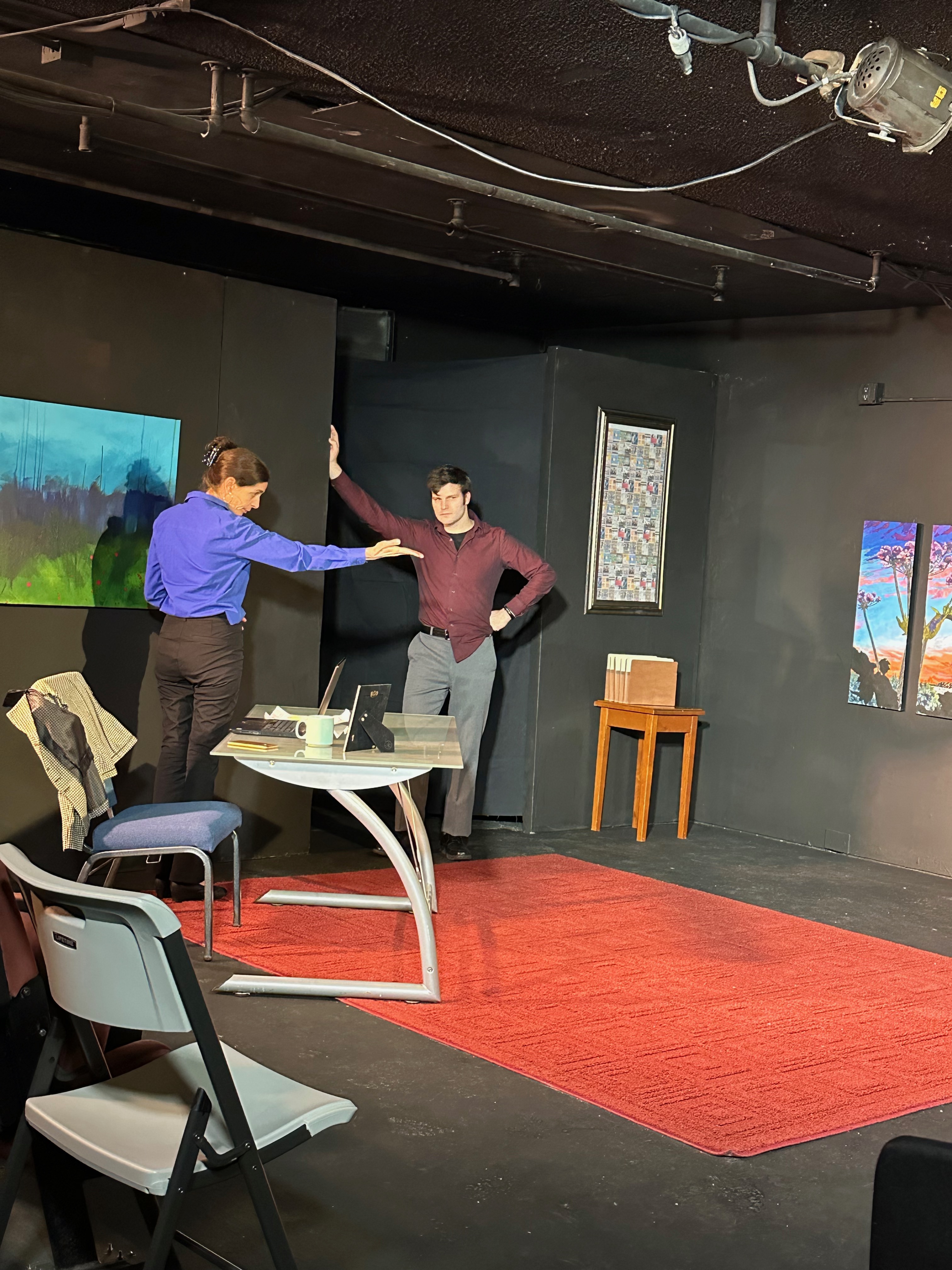 Nava Bastani Sarracino as EMILY PENROSE and Justin Stewart as JIM FINGAL