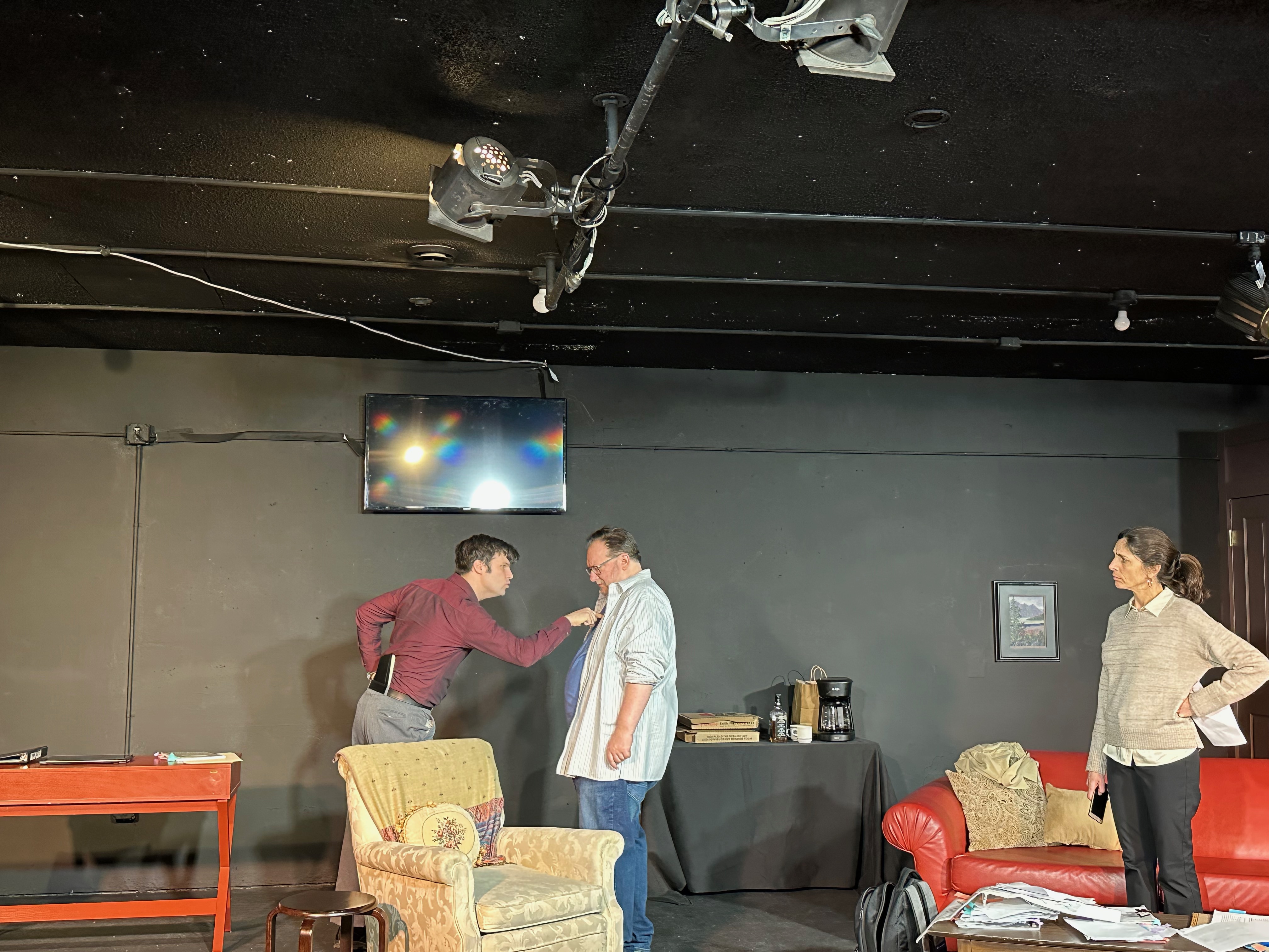 Justin Stewart as JIM FINGAL, Jay Burns as JOHN D''AGATA, and Nava Bastani Sarracino as EMILY PENROSE