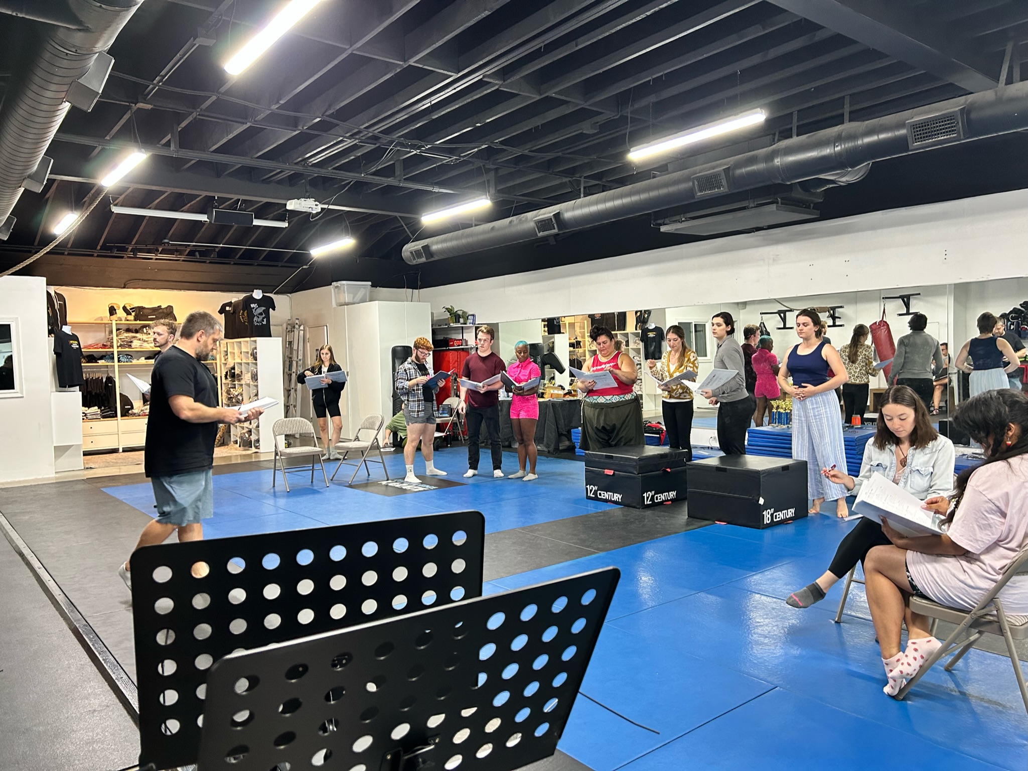 Early Rehearsals L to R - Race Begnalio, Maddie Wurth, Raliegh Tyler, Antonio Vaghi, Mayila Jones, Kristen Pickrell, Kristen Espinosa, Emily Grace Garguilo, Juliet Johnson, Linda Bard and Zoe Preall.