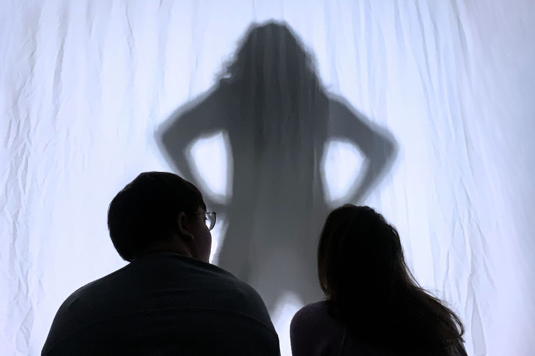Josh Gold (center) is Peter Pan, Nina Vitek (left) is Connor Forsyth, and Chelsea Cylinder (right) is Lindsay Plencner in Pier Players Theatre Company's I Think We're Lost. (Photo by Julianne Kastner)