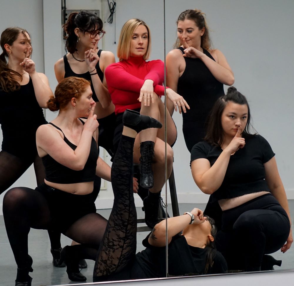 Rehearsal Photo of Amber McCarthy as Sally Bowles and the Kit Kat Girls