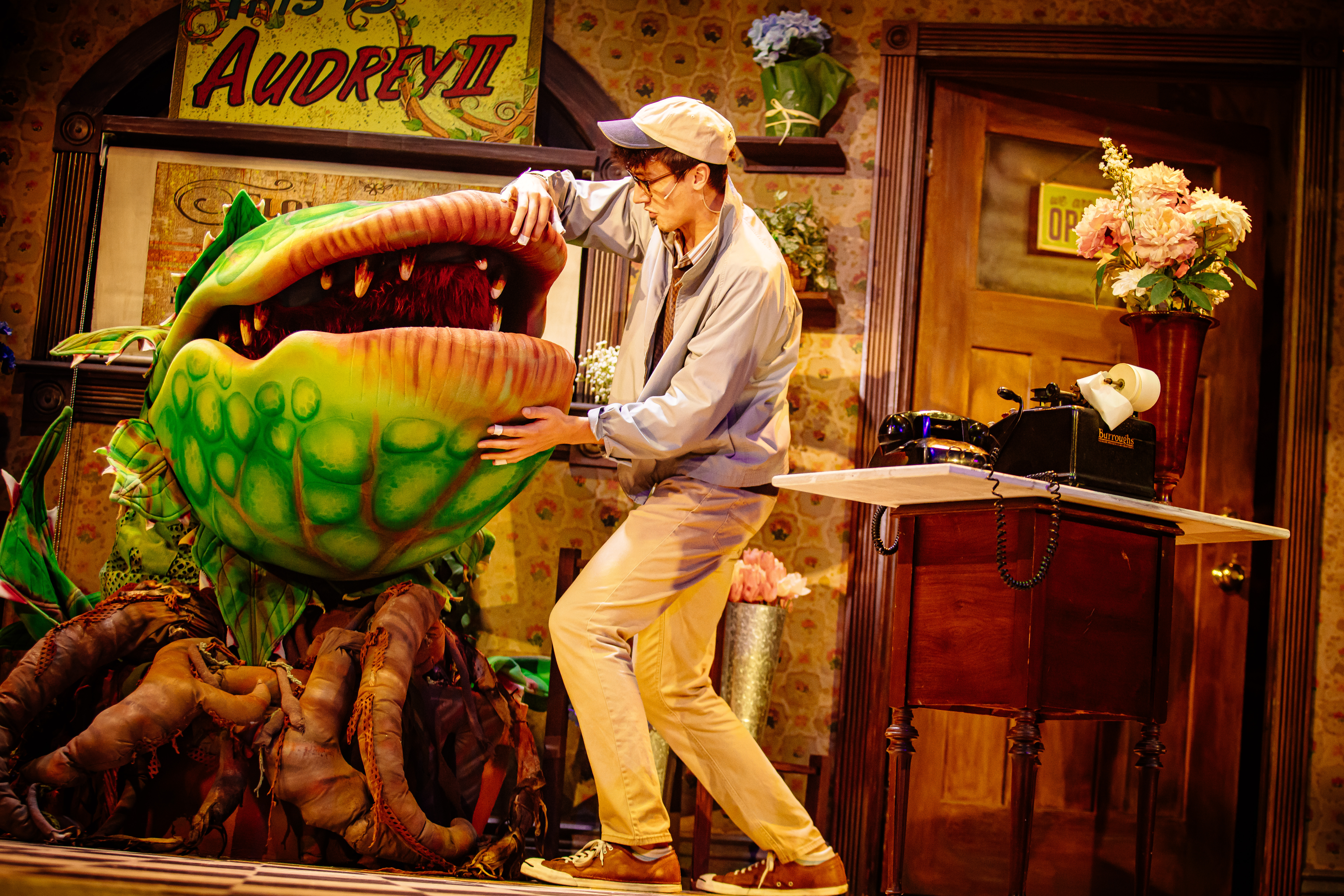 Tyler J. Messinger (Vaughn Louks - puppeteer, William Scott Davison - voice of Audrey II)  Photo by Michele Anliker