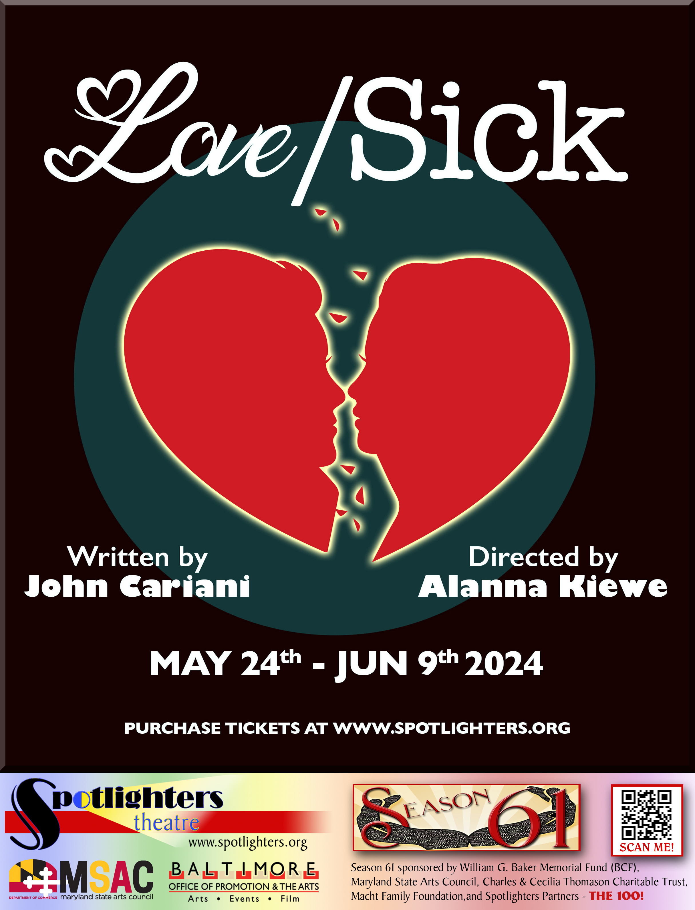 THE STORY: A darker cousin to Almost, Maine, John Cariani?s LOVE/SICK is a collection of eleven slightly twisted and completely hilarious short plays. Set on a Friday night in an alternate suburban r