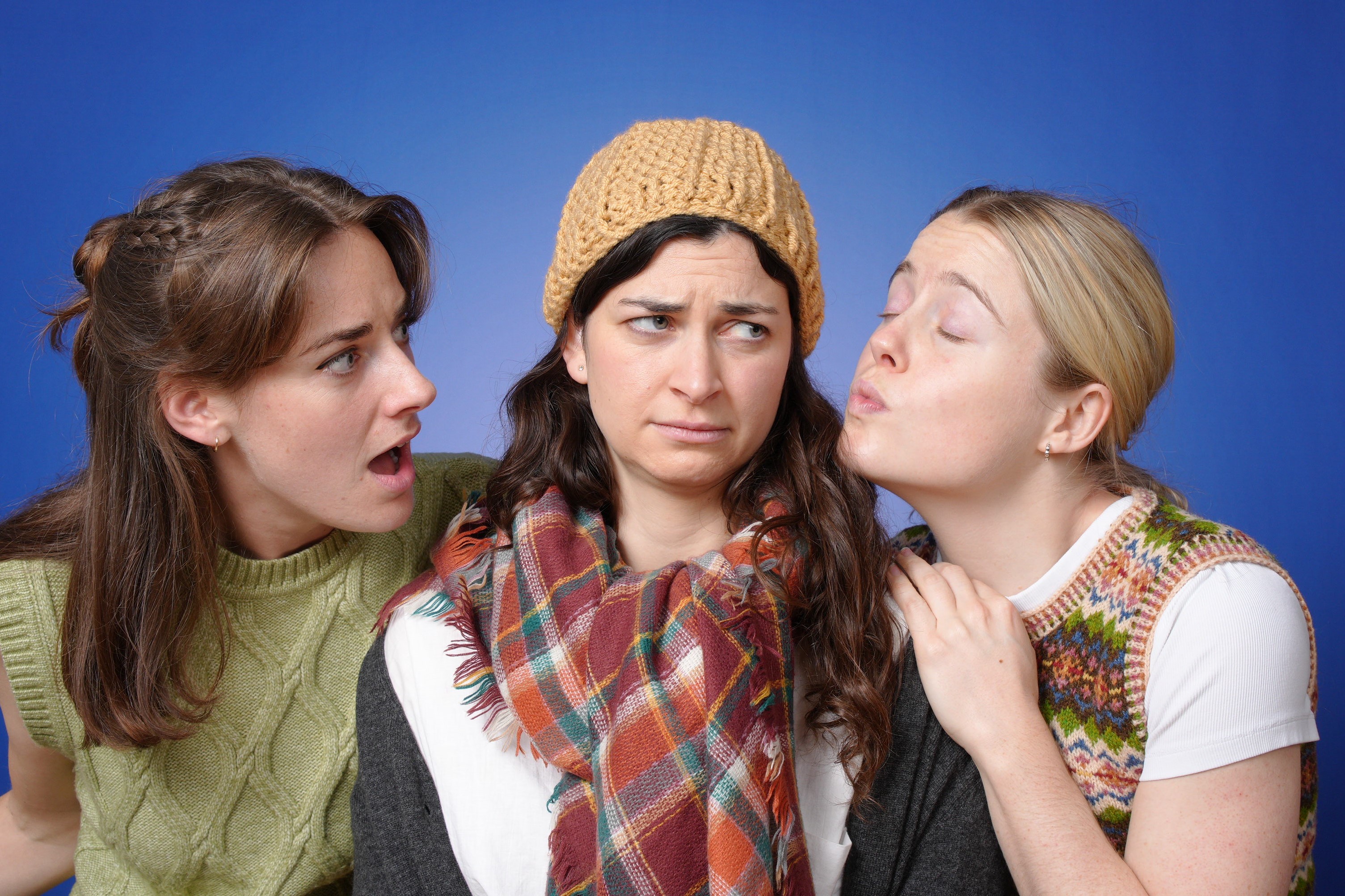 Libby Boyd as Lysander, Jessamy James as Helena, Anna Stallibrass as Demetrius. Photo by Natalie Rodgers / Speckled Hound Photo