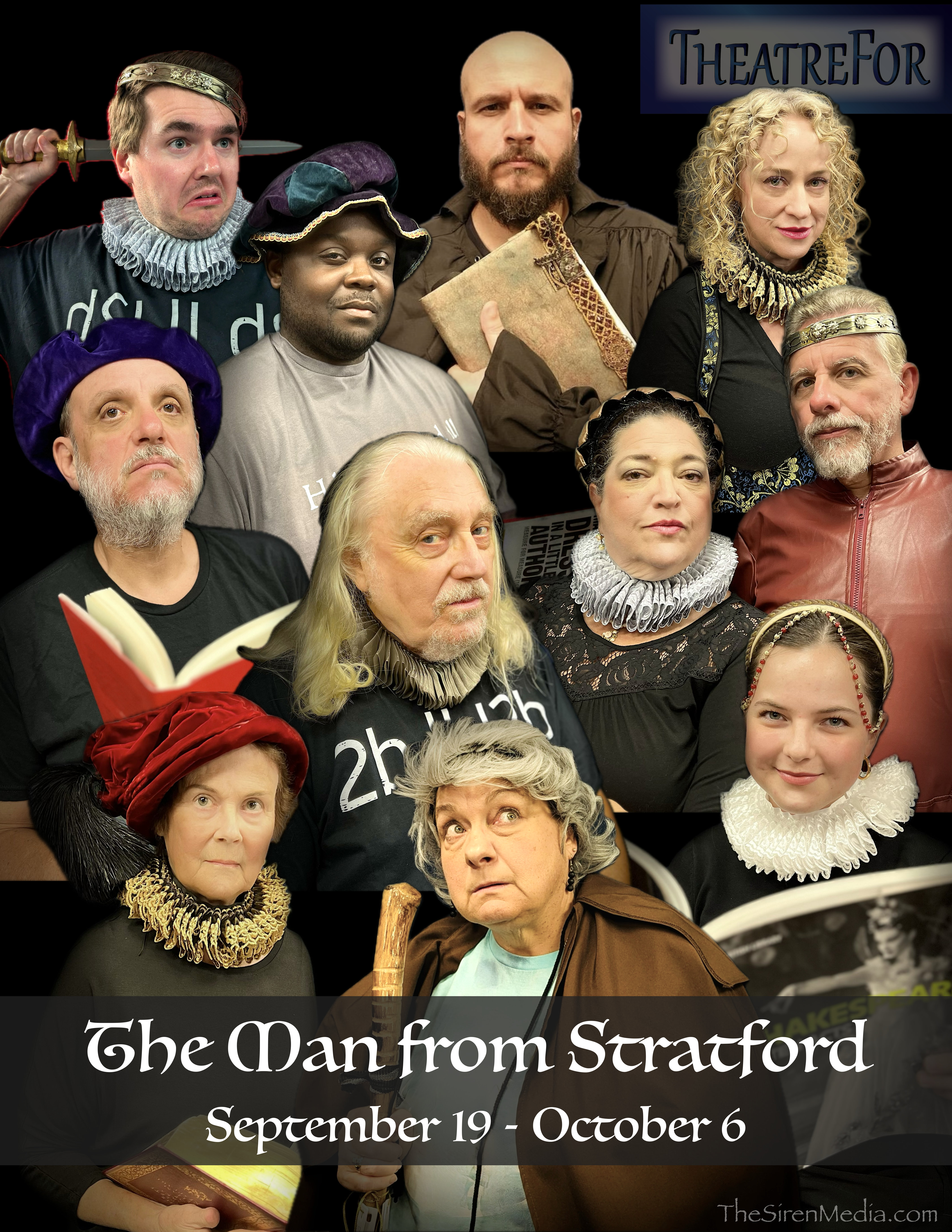 The Man from Stratford cast featuring: Lenny Agnello, Suzy Delaney, Trenton Dixon, J.M. Fasso, Aida Gonzalez, Rudy Gonzalez, Graham Jones, Isabelle Lunsway, Kelly McGuire, Kimen Mitchell, Nick Wibur 