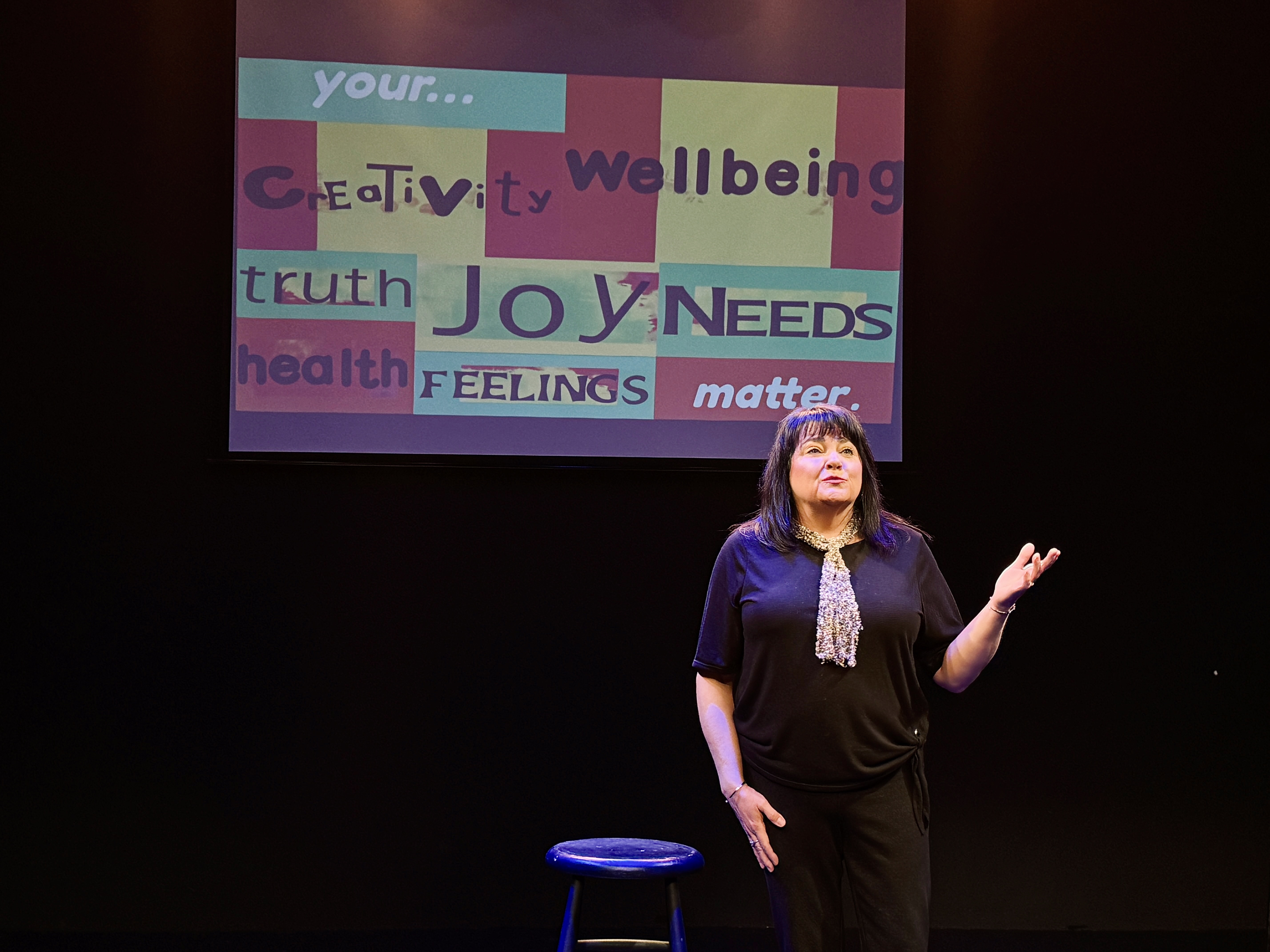 Janice Creneti performs her one-woman show.