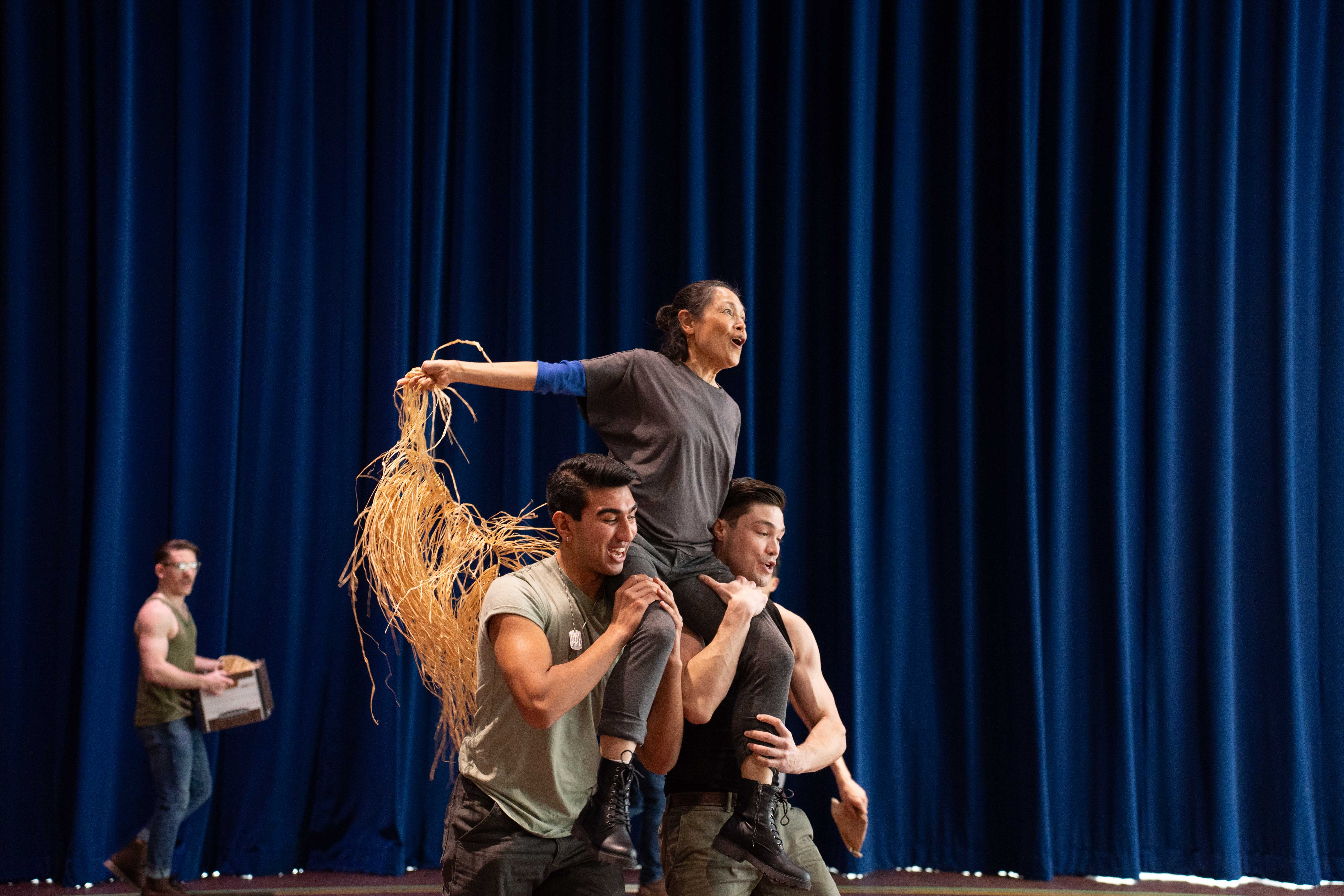 Lydia Gaston, top, and cast of Rodgers & Hammerstein''s South Pacific in rehearsal 
