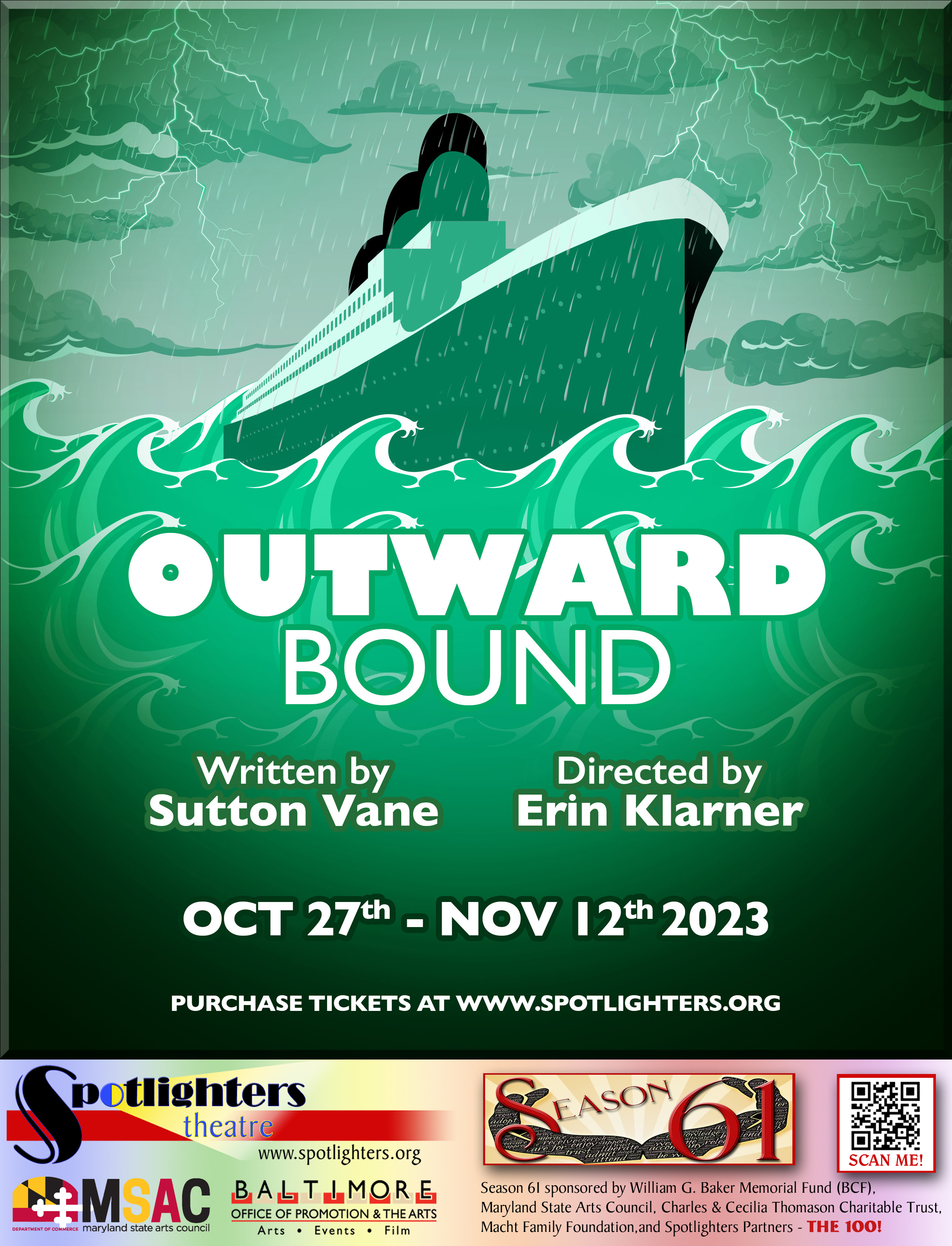 Outward Bound - Fri, Oct 27, 2023 - Sun, Nov 12, 2023 Tickets www.spotlighters.org.outwardbound