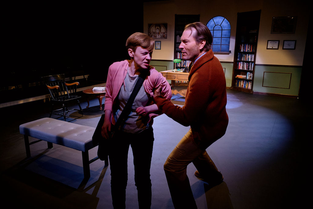 Emily Rankin and Geoffrey Pomeroy in New Mexico Actors Lab production of David Mamet''s OLEANNA, directed by Suzanne Lederer. Photo Credit: Lynn Roylance