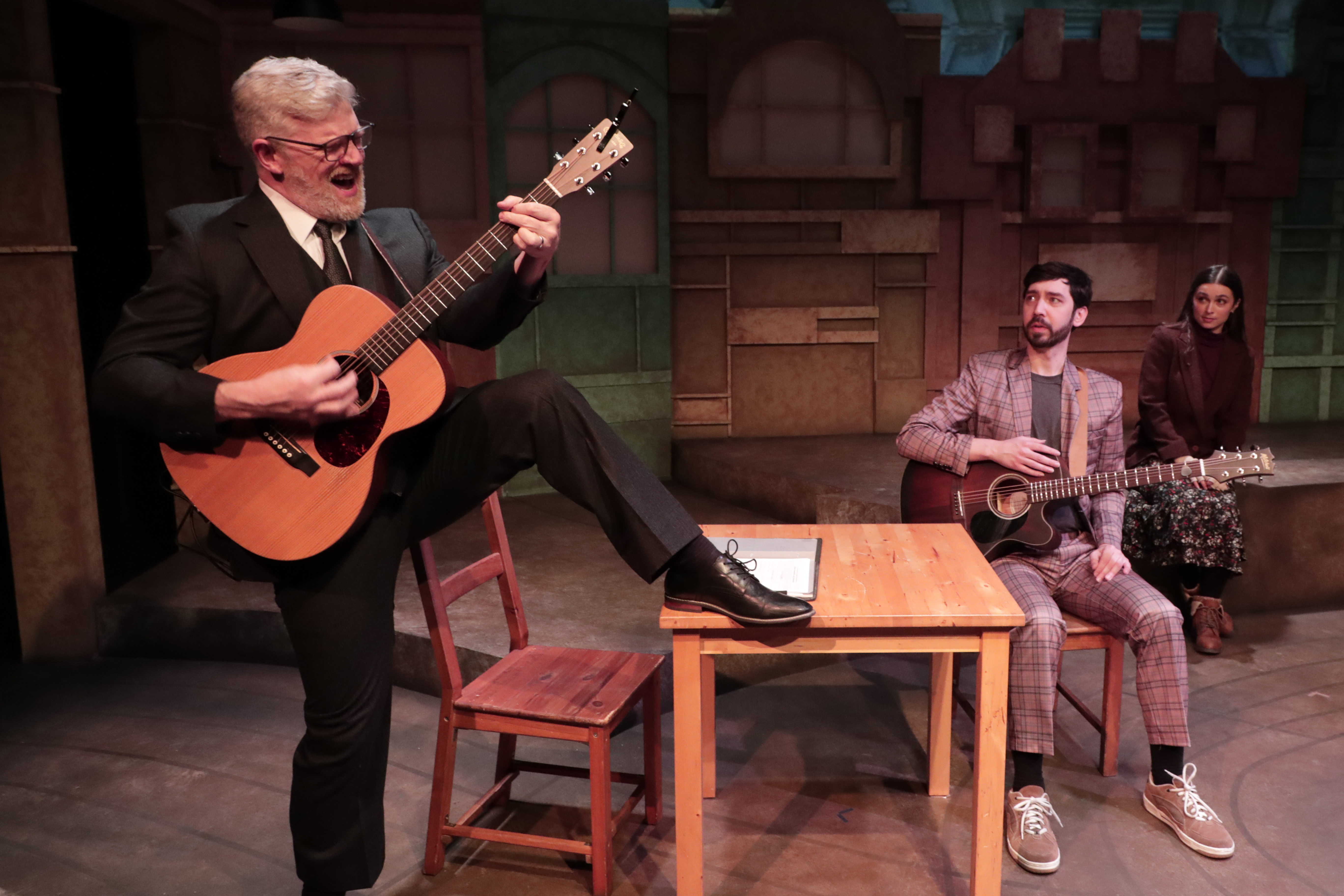 Mike Bradecich, Morgan Hollingsworth, and Emma Laird in ?Once? at Chance Theater. Playing January 23 ? March 1, 2026 at the Bette Aitken theater arts Center on the Cripe Stage. Photos by Doug Catiller