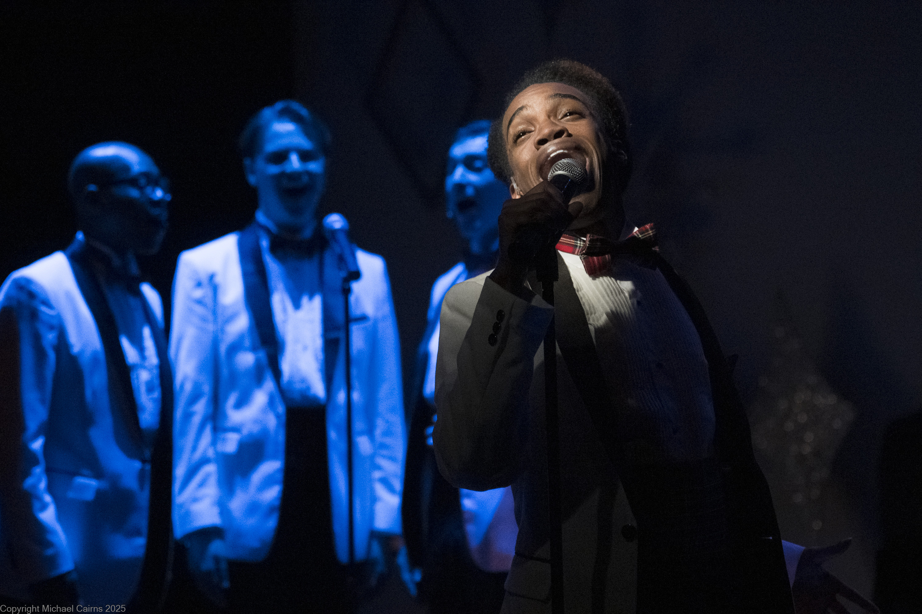 Adourin Jamelle Owens (Jinx) sings lead with the other Plaids (lft to rt) Lynford Martin Parries*(Smudge) , Jameson Stobbe (Sparky), and Blake Rushing Mitchell (Francis) in background Adourin Jamelle Owens (Jinx) sings lead with the other Plaids (lft to rt) Lynford Martin Parries*(Smudge) , Jameson Stobbe (Sparky), and Blake Rushing Mitchell (Francis) in background