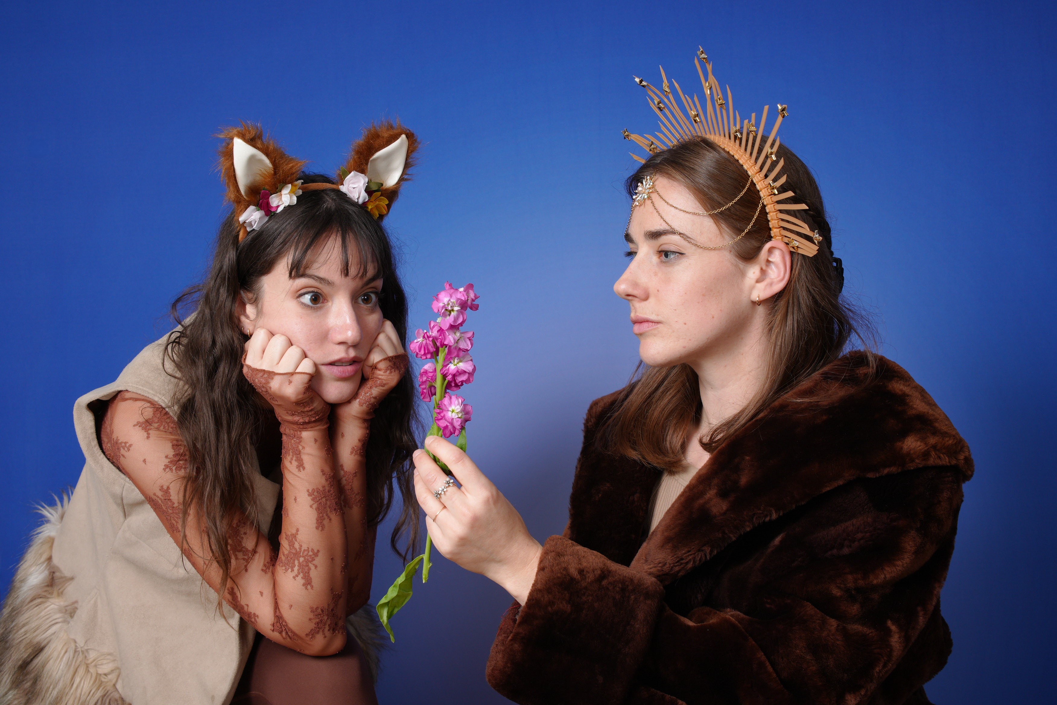 Megan Carter as Puck, Libby Boyd as Oberon. Photo by Natalie Rodgers / Speckled Hound Photo