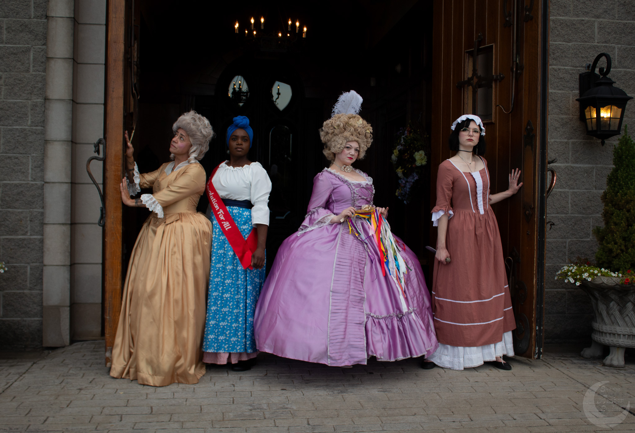 The Revolutionists by Lauren Gunderson at R-ACT Theatre Productions October 11-19, 2024 (Pictured Rhonny Dam, Myriah Cross, Jenn Rian, Sarah Baker)