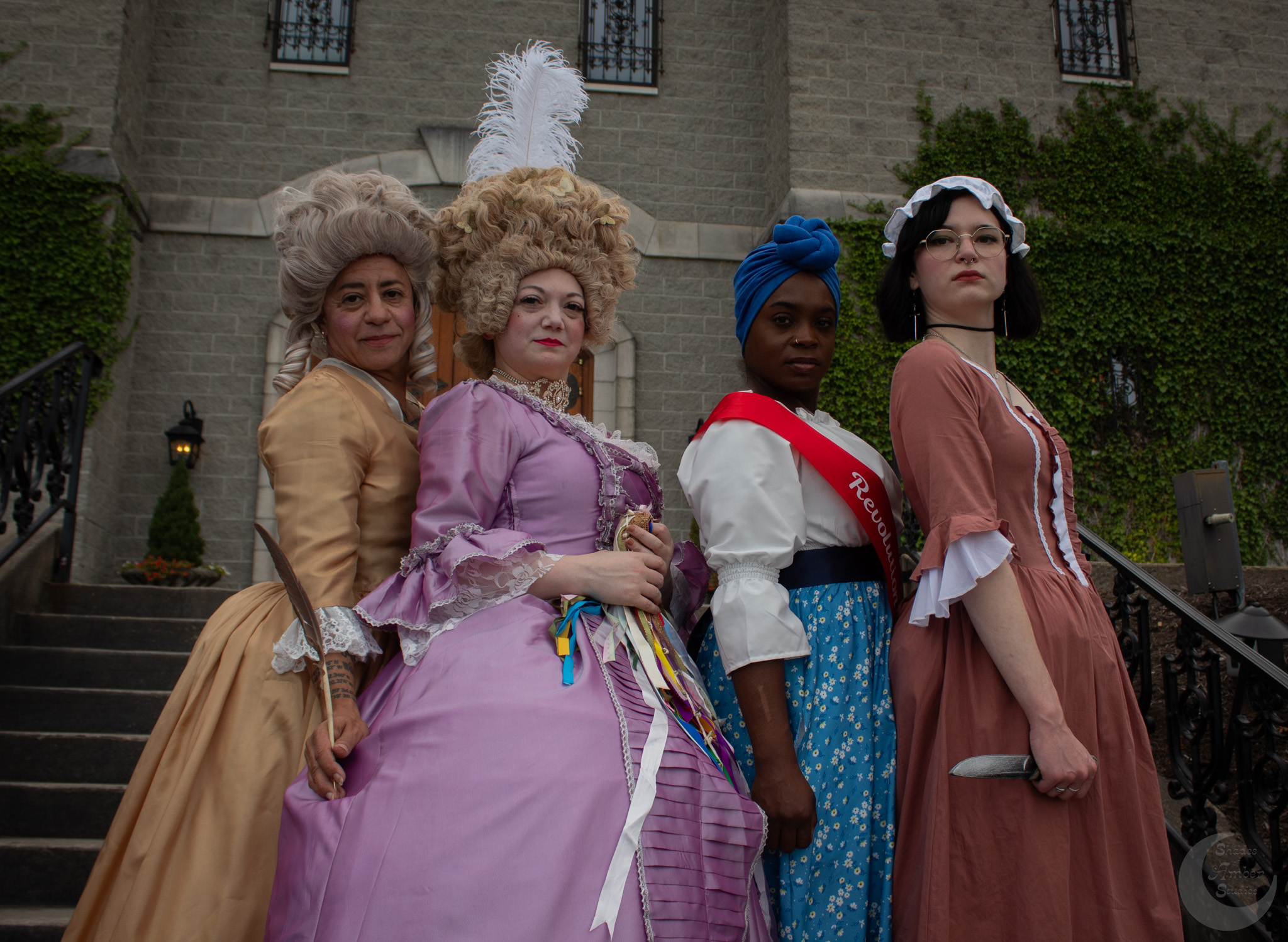 The Revolutionists by Lauren Gunderson at R-ACT Theatre Productions October 11-19, 2024 (Pictured Rhonny Dam, Jenn Rian, Myriah Cross, Sarah Baker)