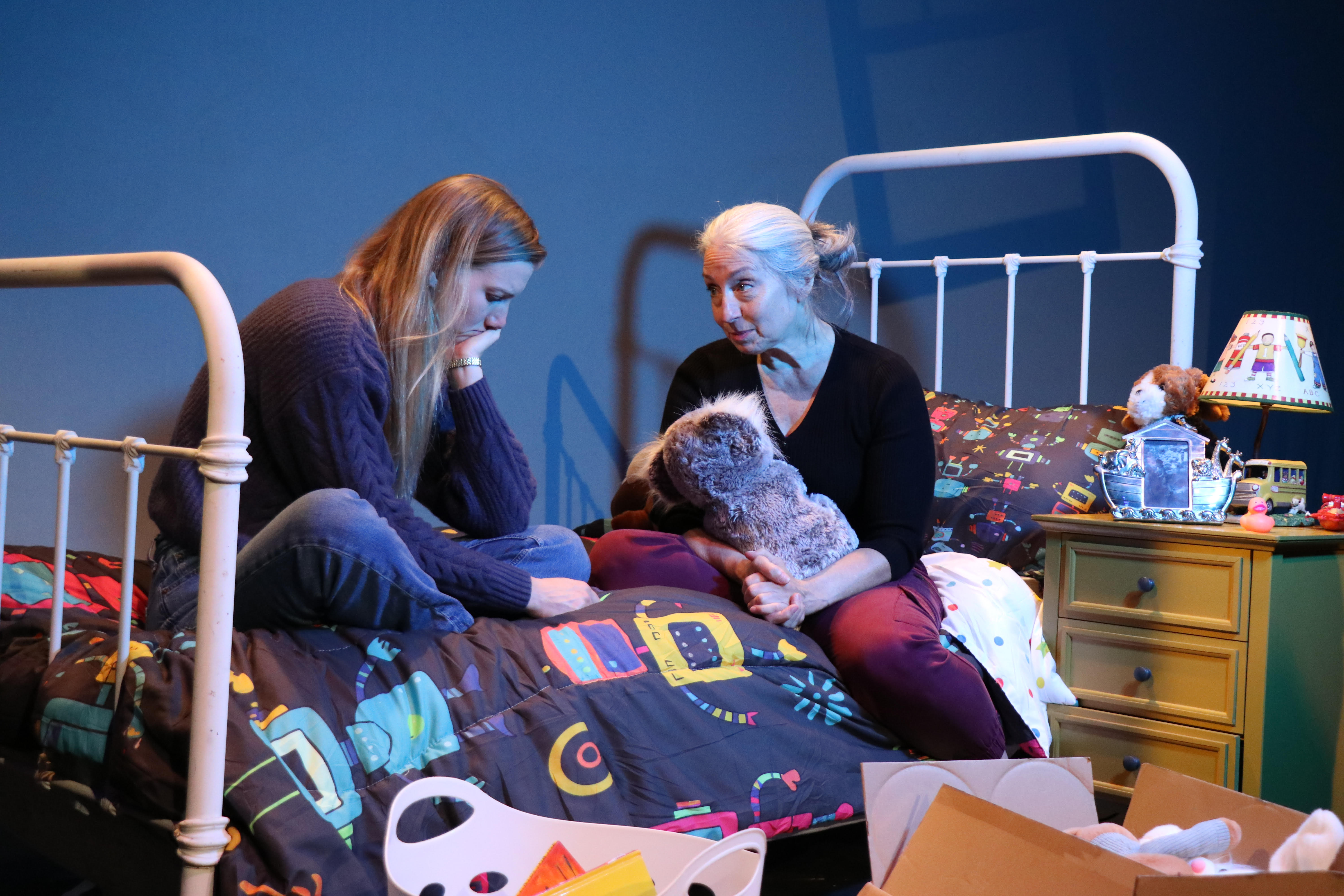 Kristina Kingston as Nat and Samantha Binkherd as Becca in Rabbit Hole at The Windmill Arts Center in Atlanta, GA, June 2025