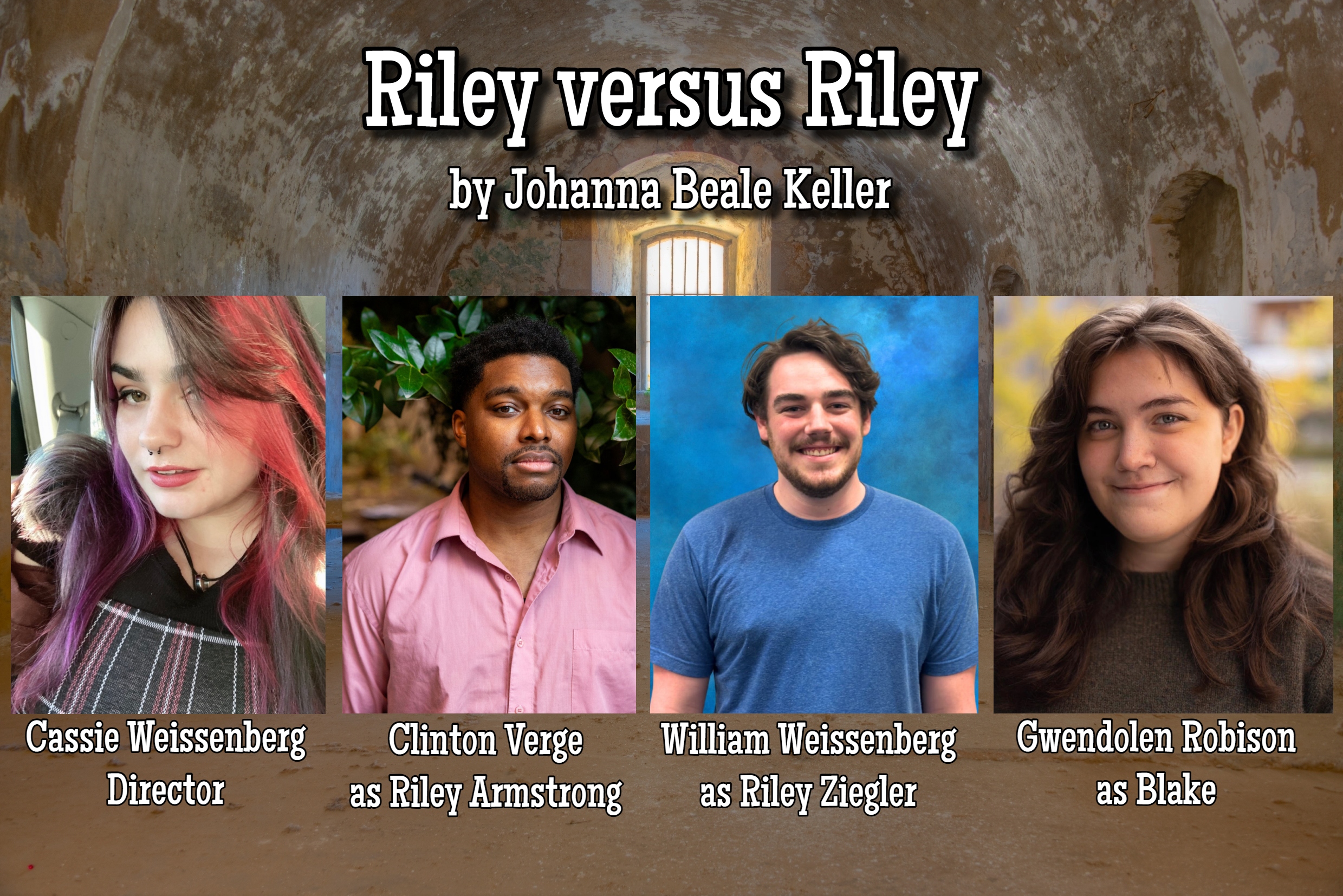 The cast and director of Riley versus Riley