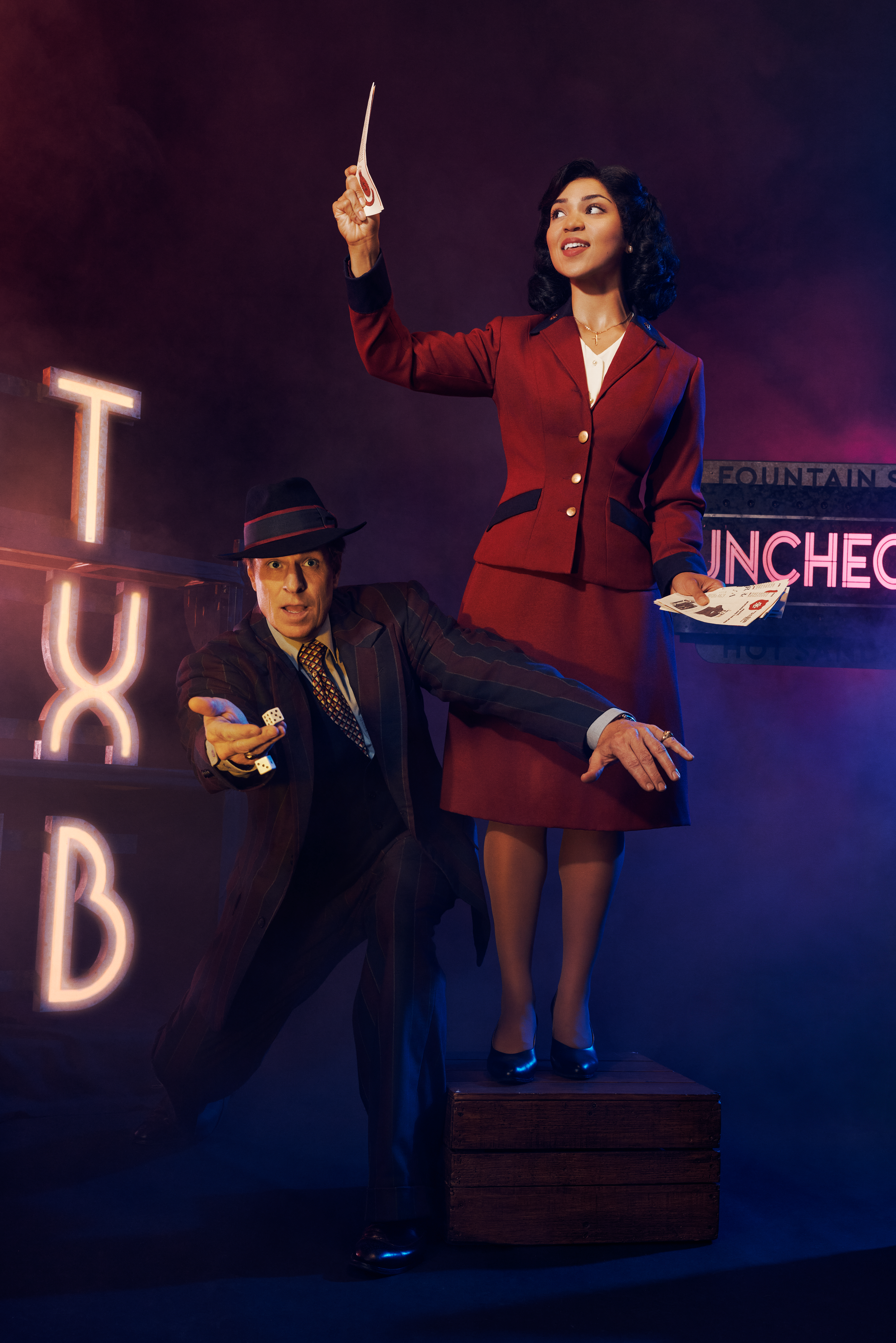 From left: Dan Chameroy and Olivia Sinclair-Brisbane, Guys and Dolls. Stratford Festival 2026. Photo: Dariane Sanche. From left: Dan Chameroy and Olivia Sinclair-Brisbane, Guys and Dolls. Stratford Festival 2026. Photo: Dariane Sanche.