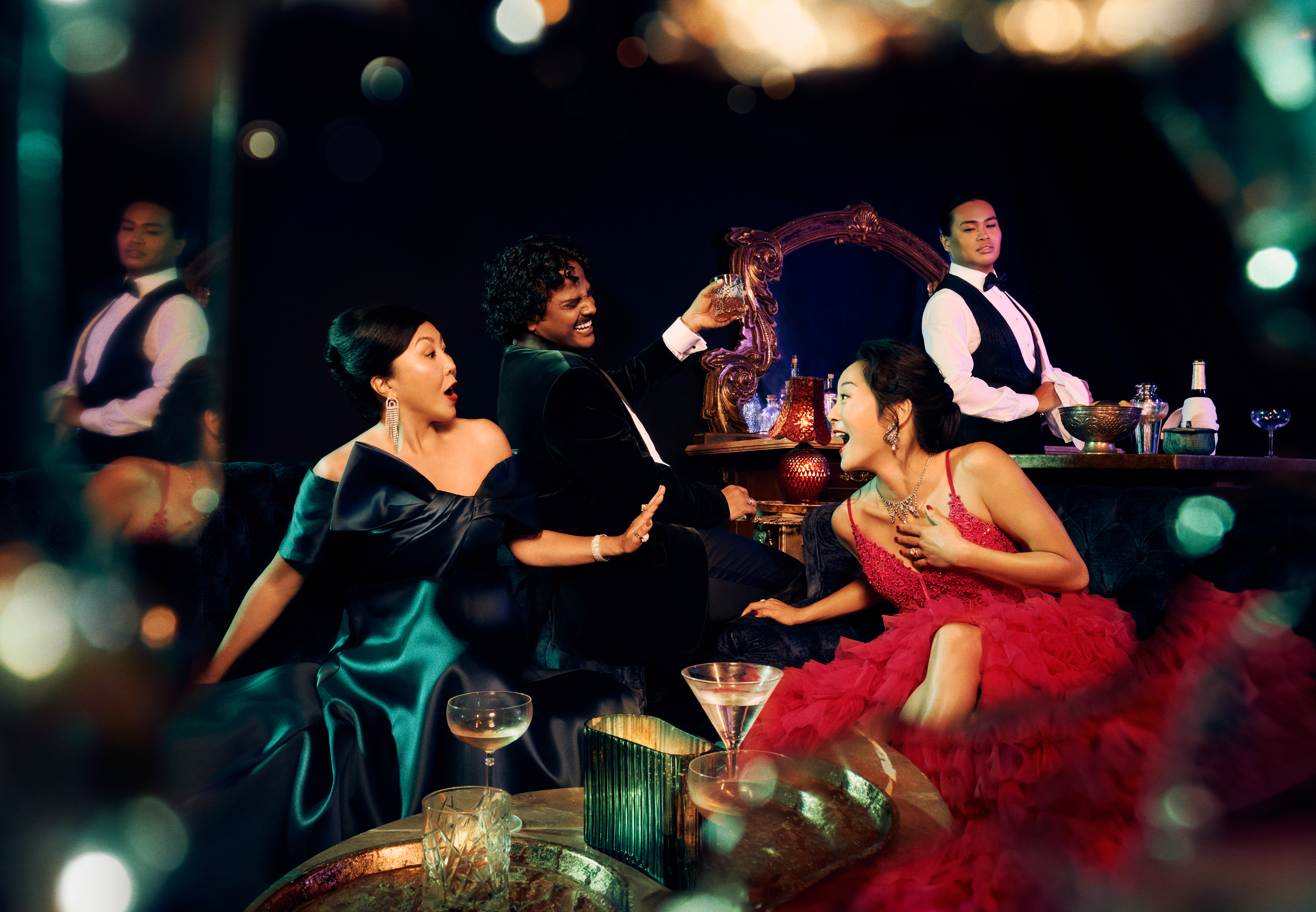 From left: Manami Hara, Karthik Kadam, Agnes Tong and Nestor Lozano Jr., The Tao of the World. Stratford Festival 2026. Photo: Dariane Sanche.