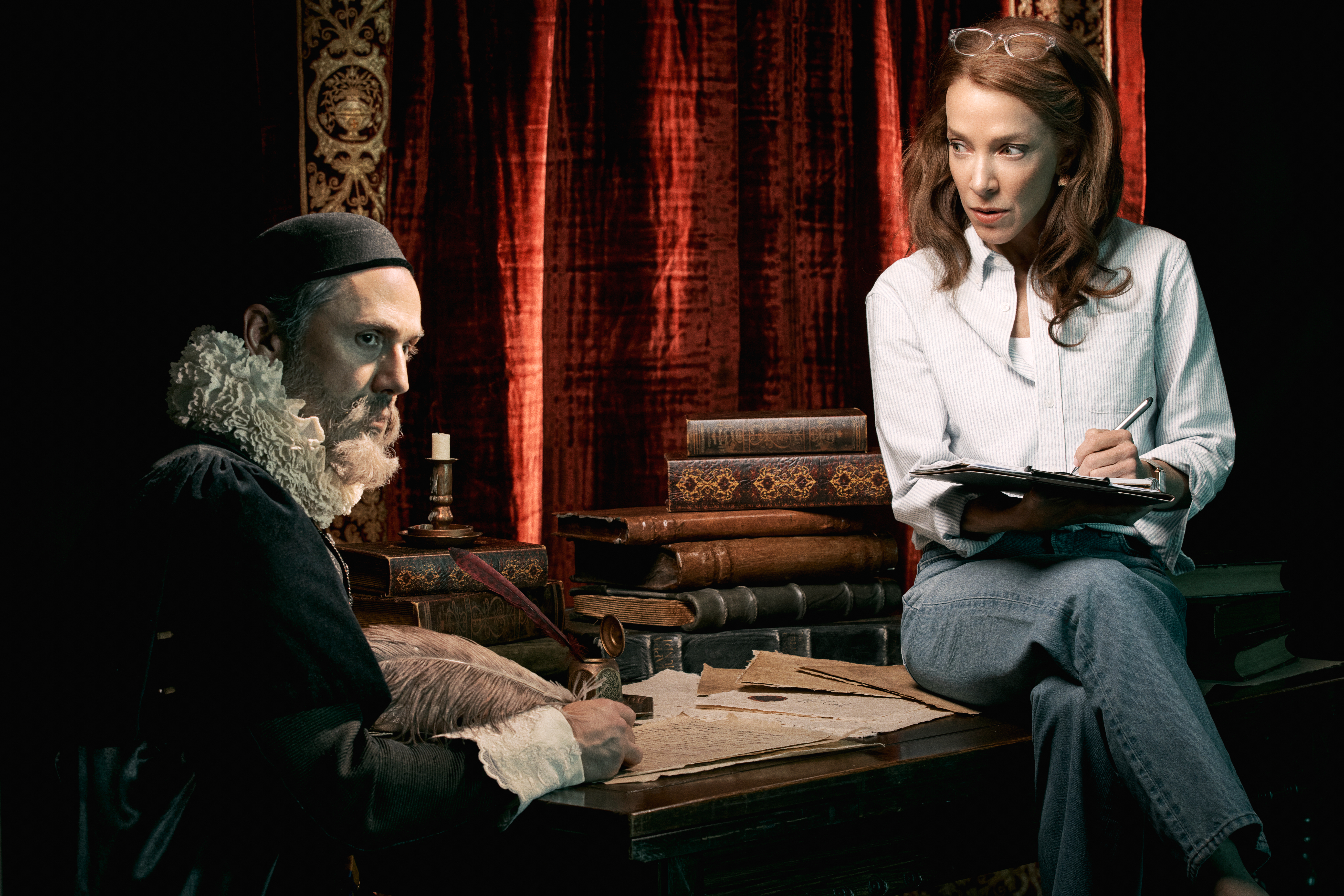 From left: Cyrus Lane and Deborah Hay, The King James Bible Play. Stratford Festival 2026. Photo: Dariane Sanche.