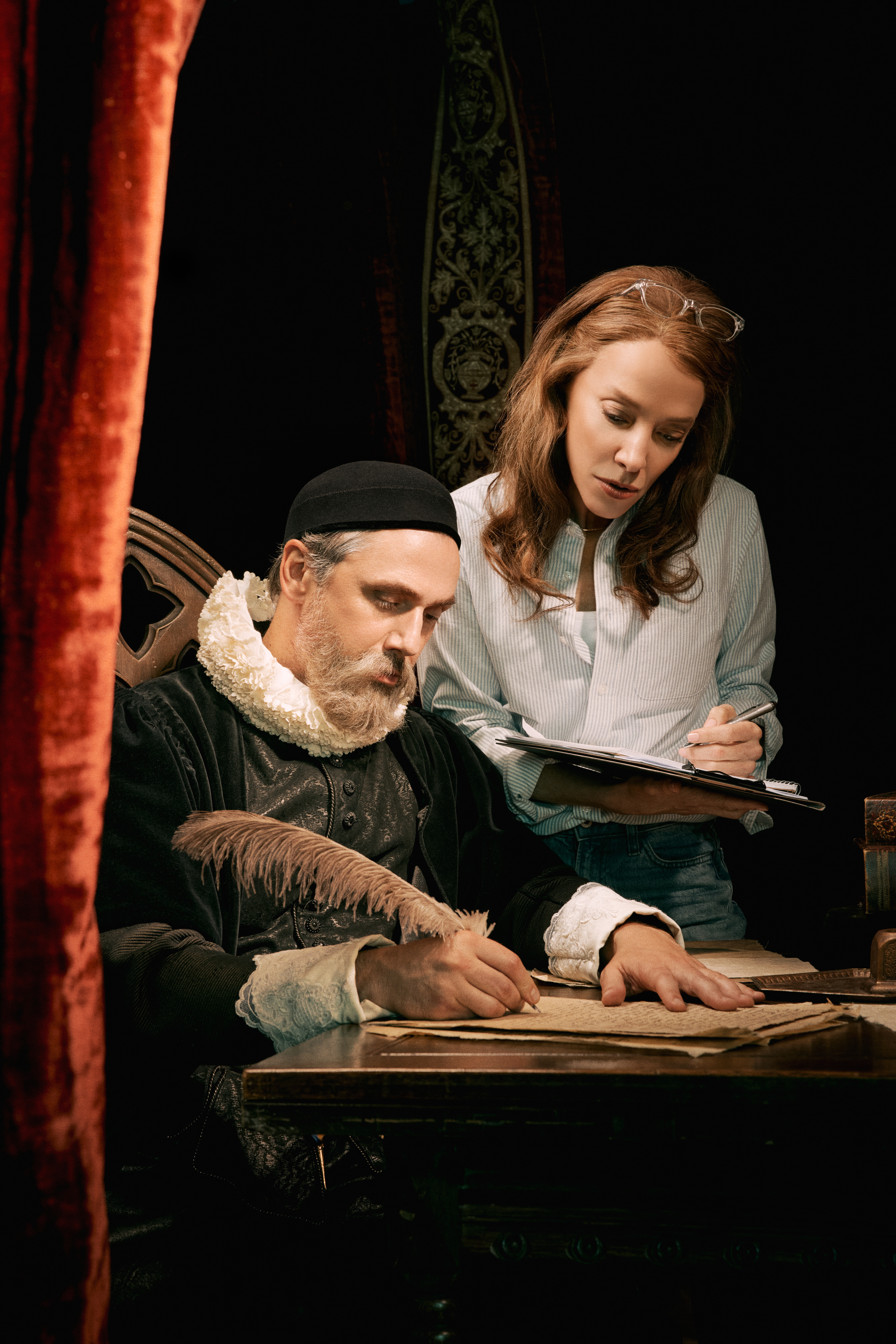 From left: Cyrus Lane and Deborah Hay, The King James Bible Play. Stratford Festival 2026. Photo: Dariane Sanche.