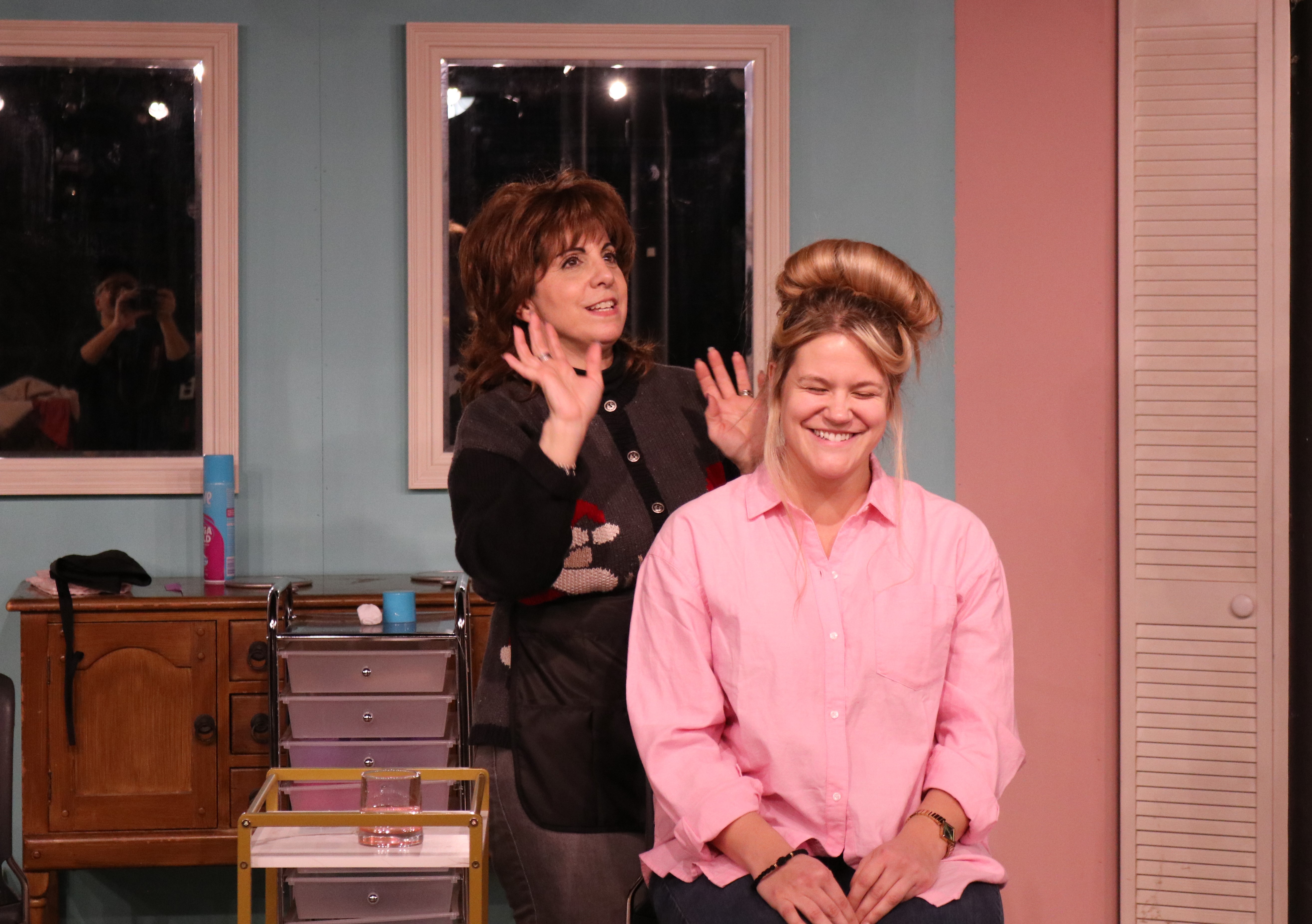 The cast of STEEL MAGNOLIAS at Curtain Call are having way too much fun in rehearsal for the production playing in The Dressing Room Theatre January 9 through 26. (Angela Mantero and Eleni Rosenboo